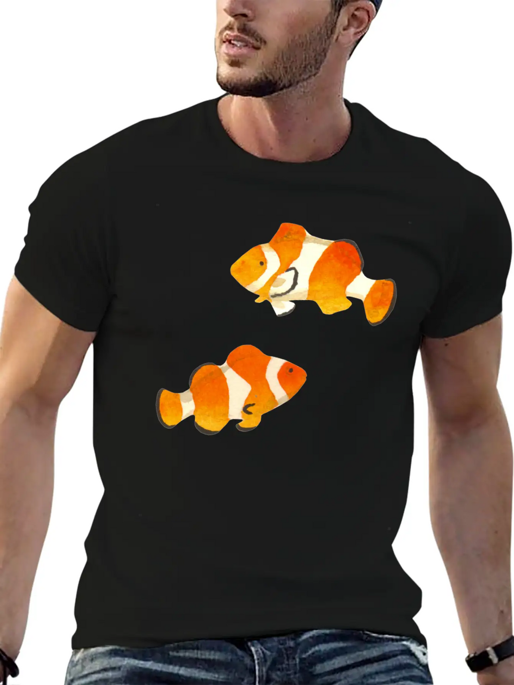 Two Fishes In Watercolor Casual Graphic T-Shirt – Simple And Comfortable Daily Wear