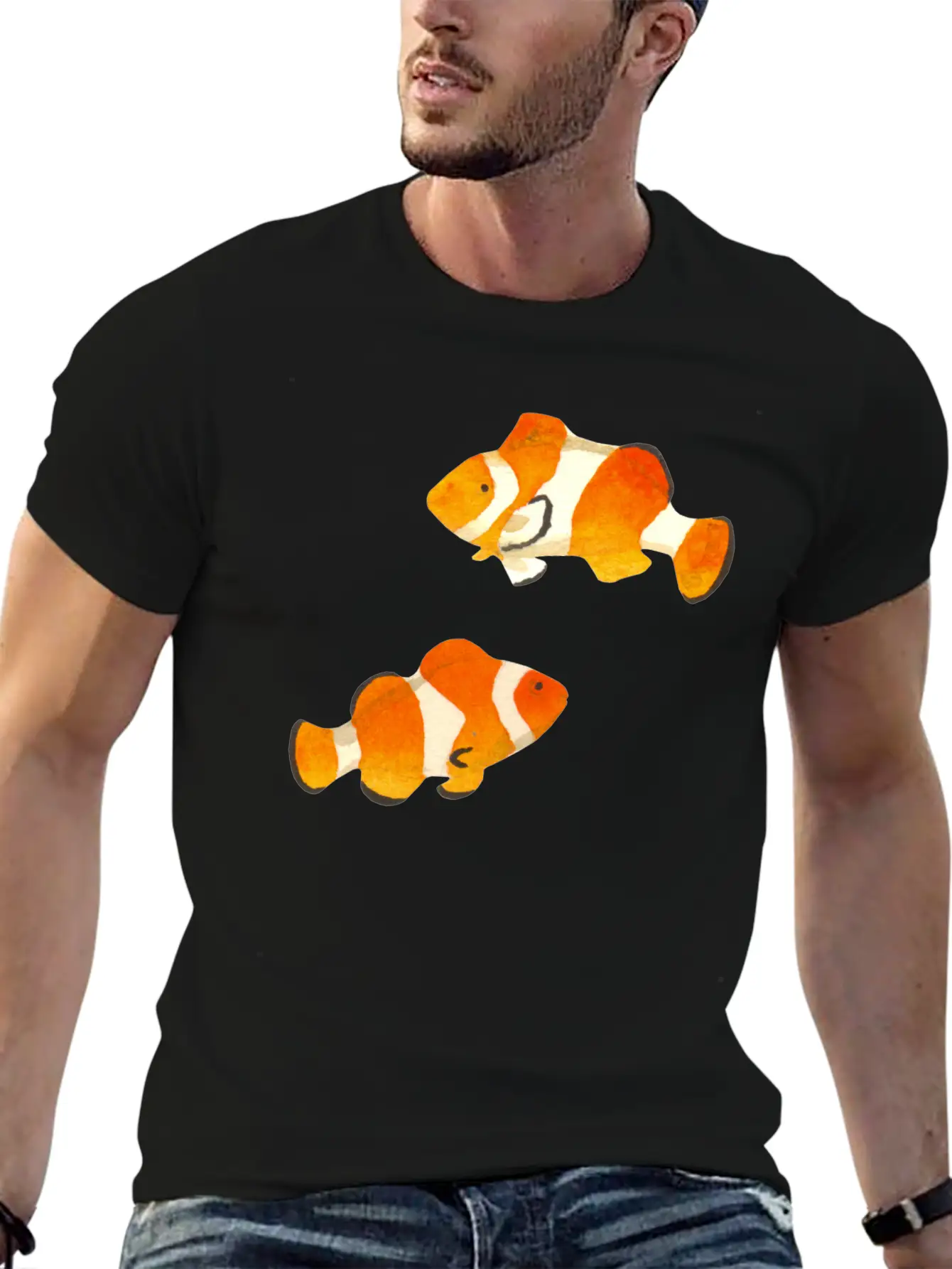 Two Fishes In Watercolor Casual Graphic T-Shirt – Simple And Comfortable Daily Wear