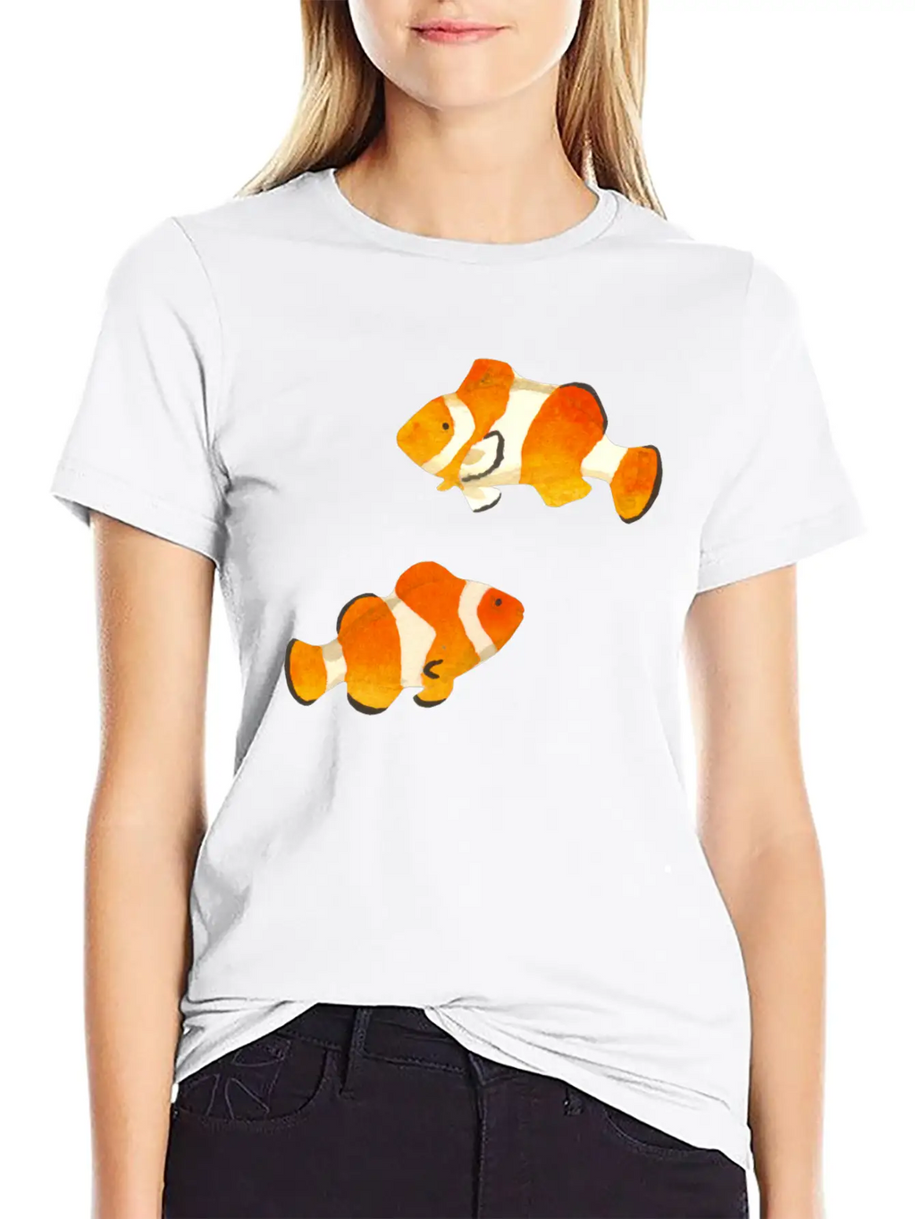 Two Fishes In Watercolor Casual Graphic T-Shirt – Simple And Comfortable Daily Wear