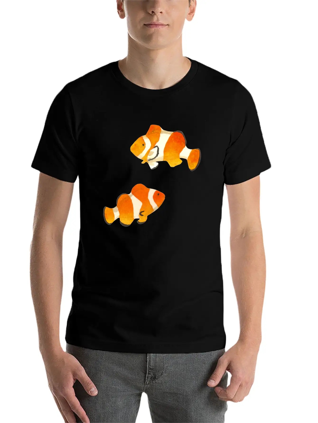 Two Fishes In Watercolor Casual Graphic T-Shirt – Simple And Comfortable Daily Wear