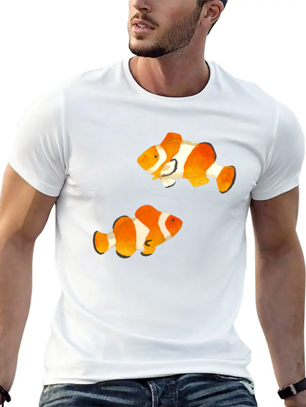 Two Fishes In Watercolor Casual Graphic T-Shirt – Simple And Comfortable Daily Wear