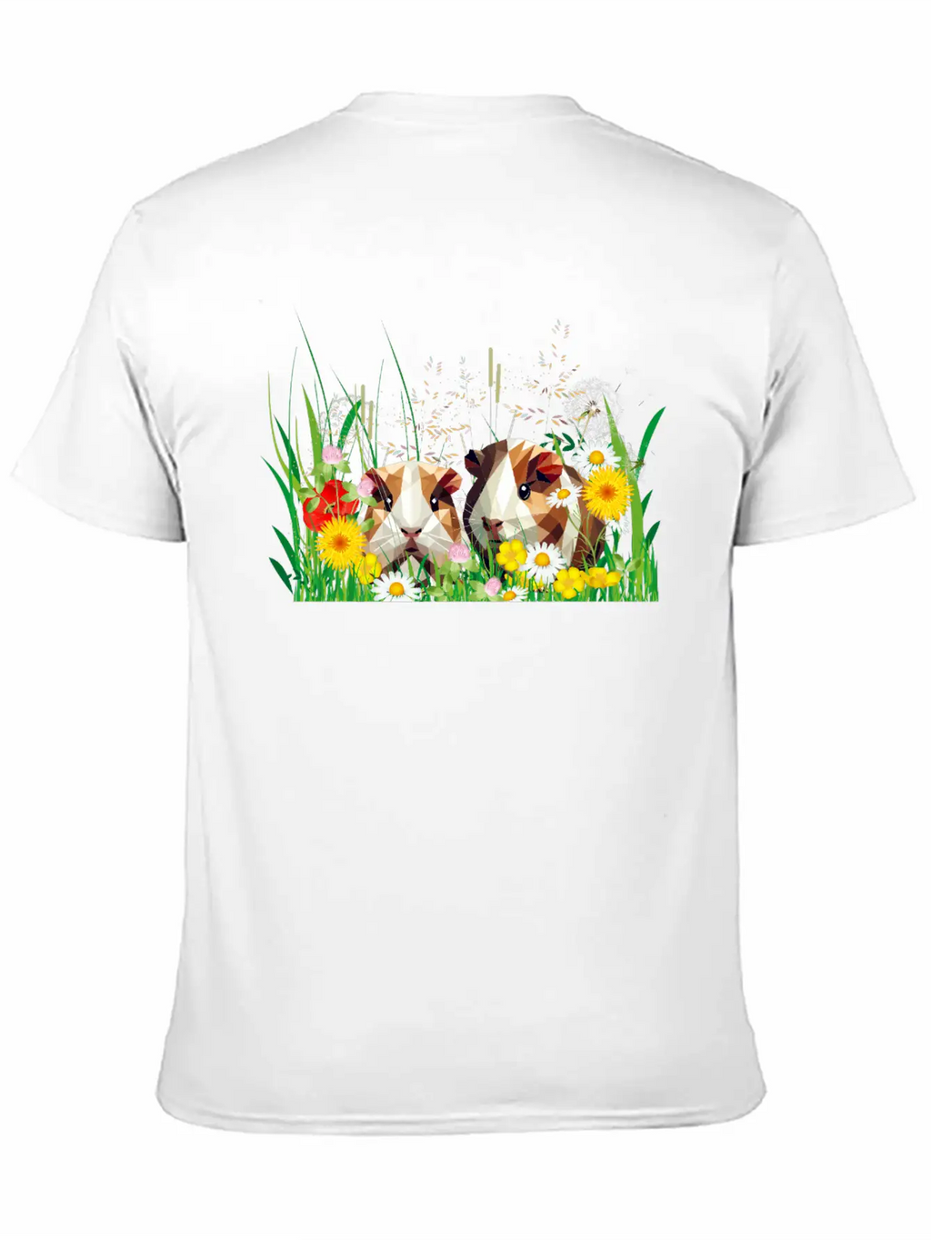 Two Guinea Pigs In The Magic Of A Flower Meadow Casual Graphic T-Shirt – Simple And Comfortable Daily Wear