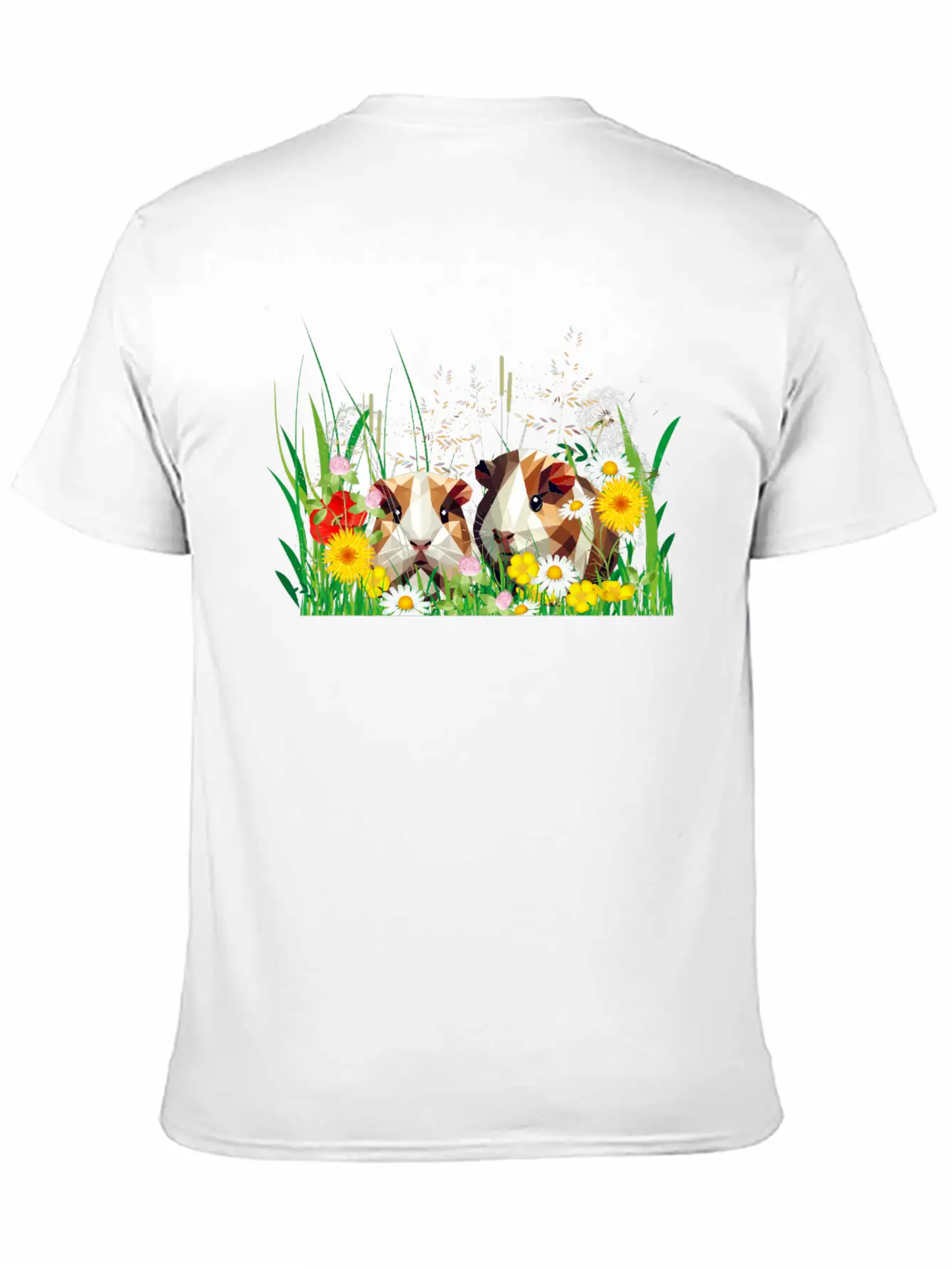 Two Guinea Pigs In The Magic Of A Flower Meadow Casual Graphic T-Shirt – Simple And Comfortable Daily Wear