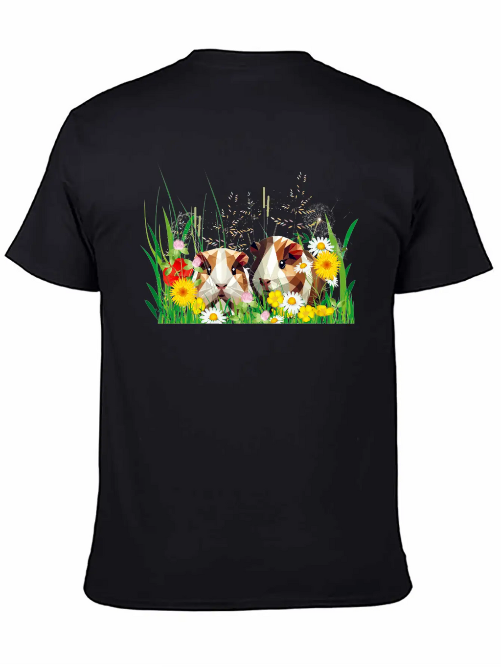 Two Guinea Pigs In The Magic Of A Flower Meadow Casual Graphic T-Shirt – Simple And Comfortable Daily Wear
