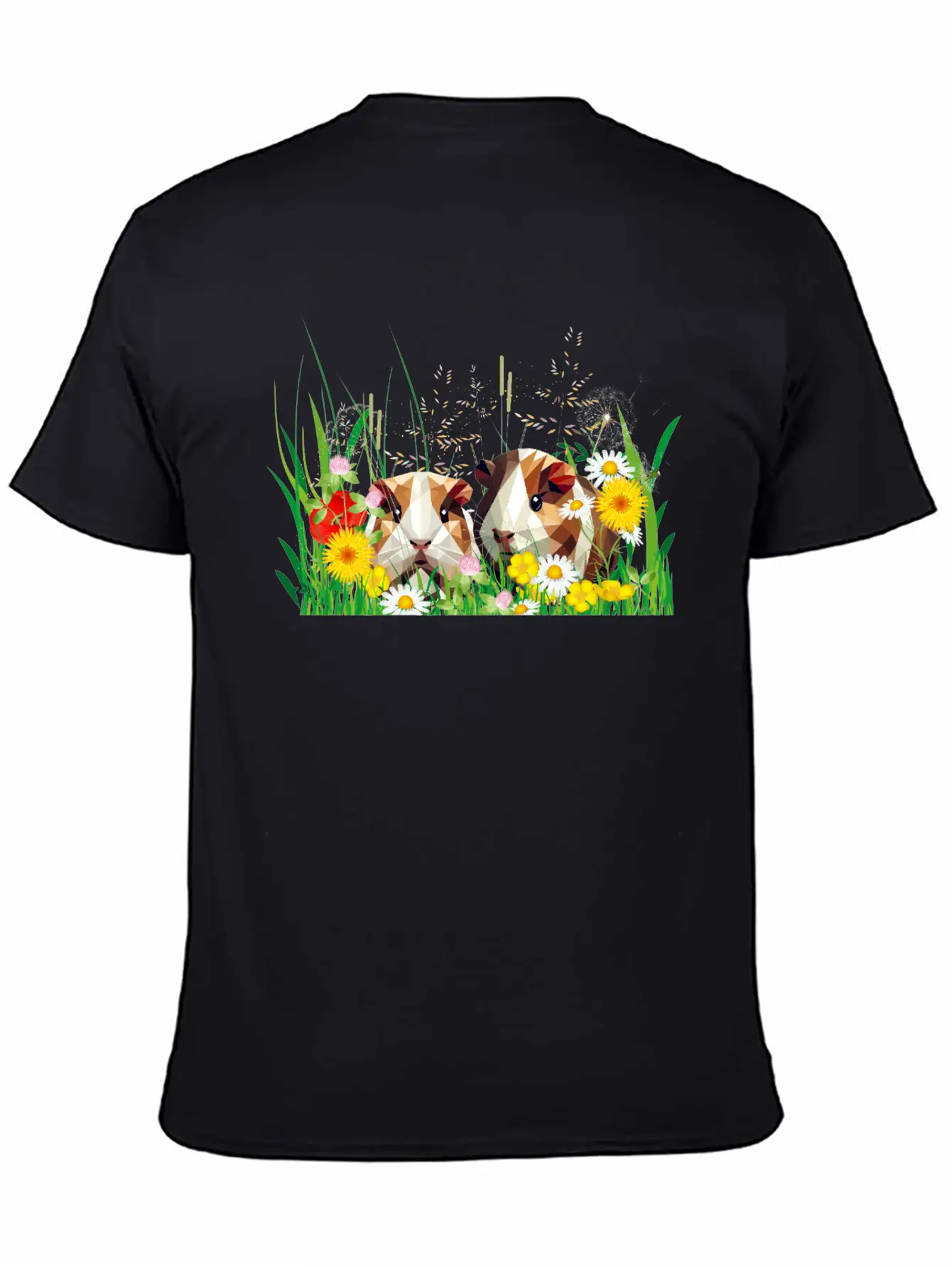 Two Guinea Pigs In The Magic Of A Flower Meadow Casual Graphic T-Shirt – Simple And Comfortable Daily Wear
