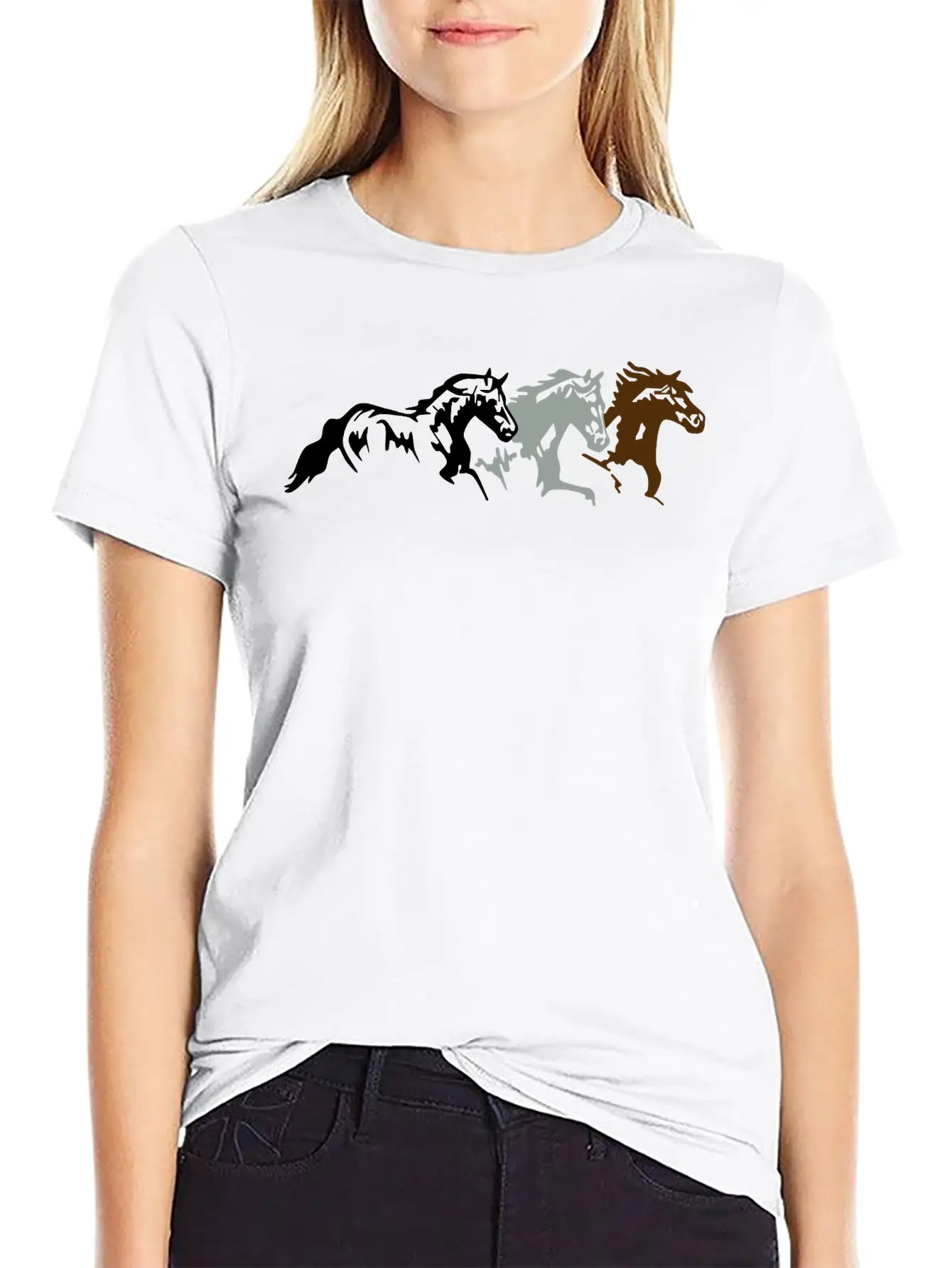 Two Horse Unisex Casual T-Shirt – Clean Design For Daily Comfort