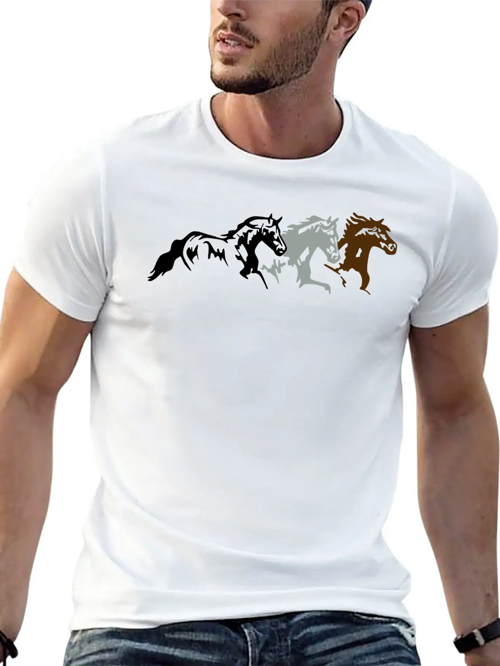 Two Horse Unisex Casual T-Shirt – Clean Design For Daily Comfort