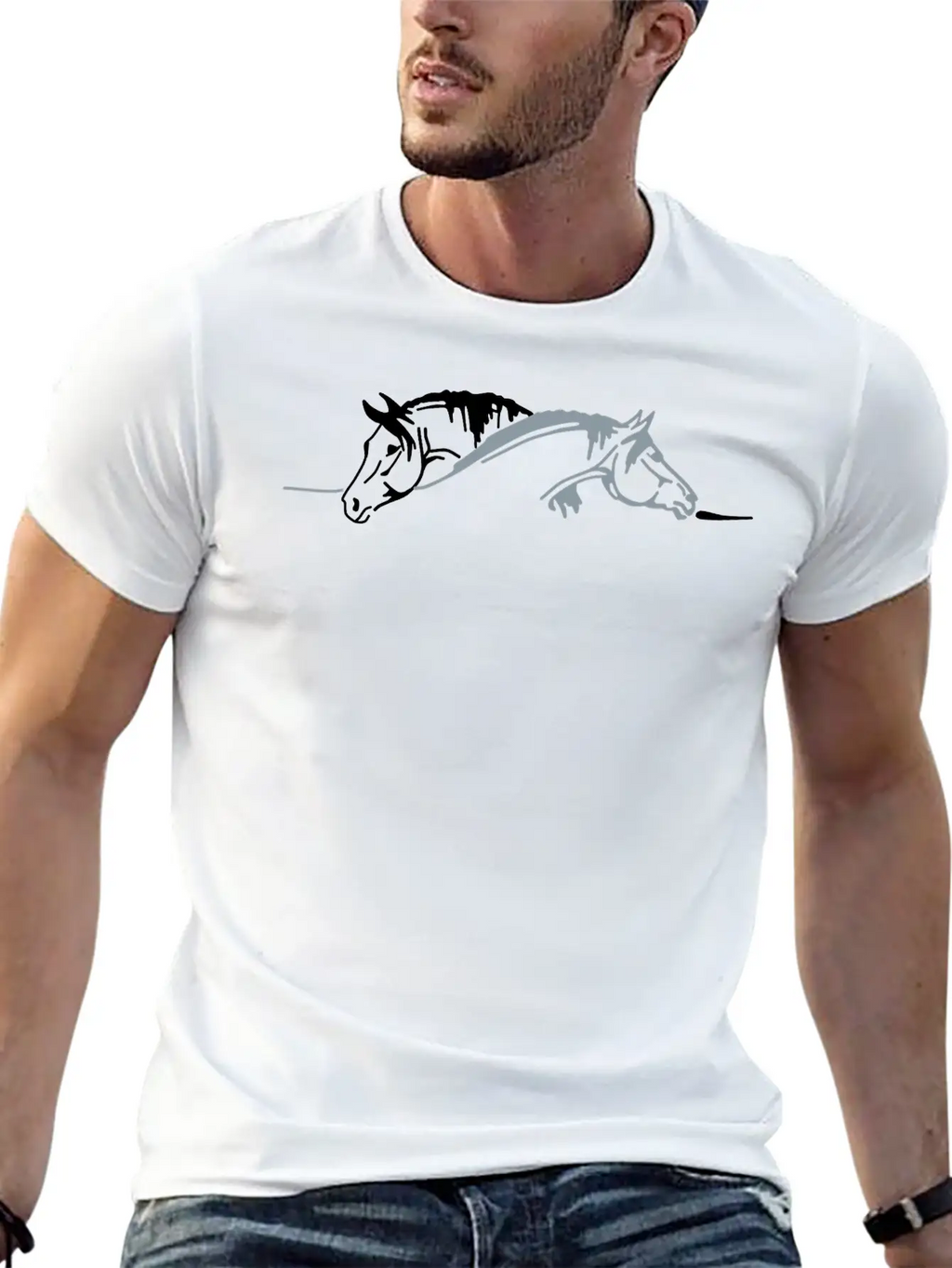 Two Horses Unisex Casual T-Shirt – Clean Design For Daily Comfort