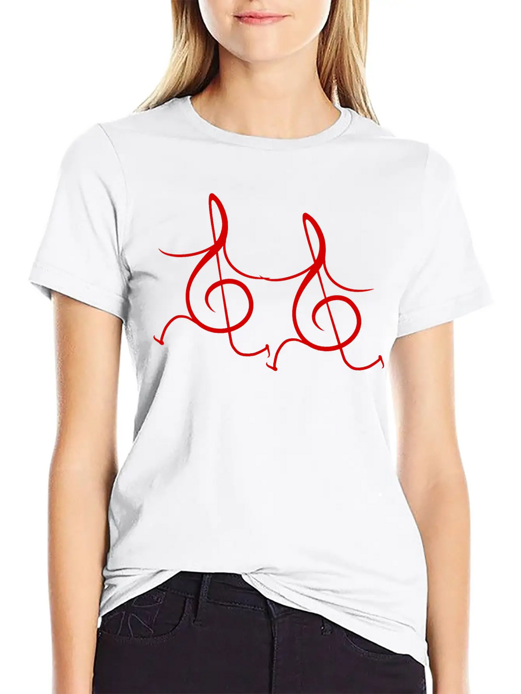 Two Music Clef Notes Friends Running Together Love Unisex Casual T-Shirt – Clean Design For Daily Comfort
