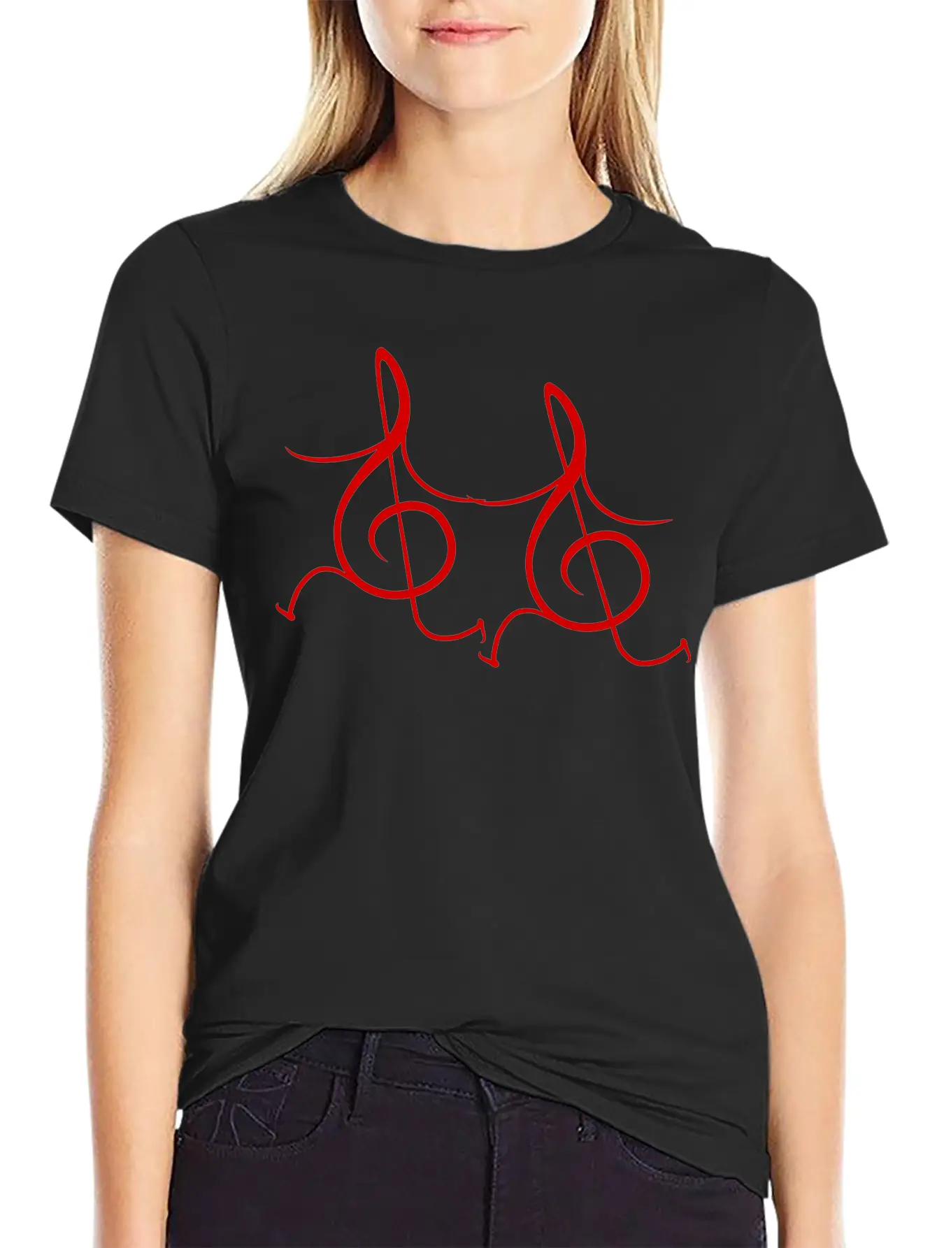 Two Music Clef Notes Friends Running Together Love Unisex Casual T-Shirt – Clean Design For Daily Comfort