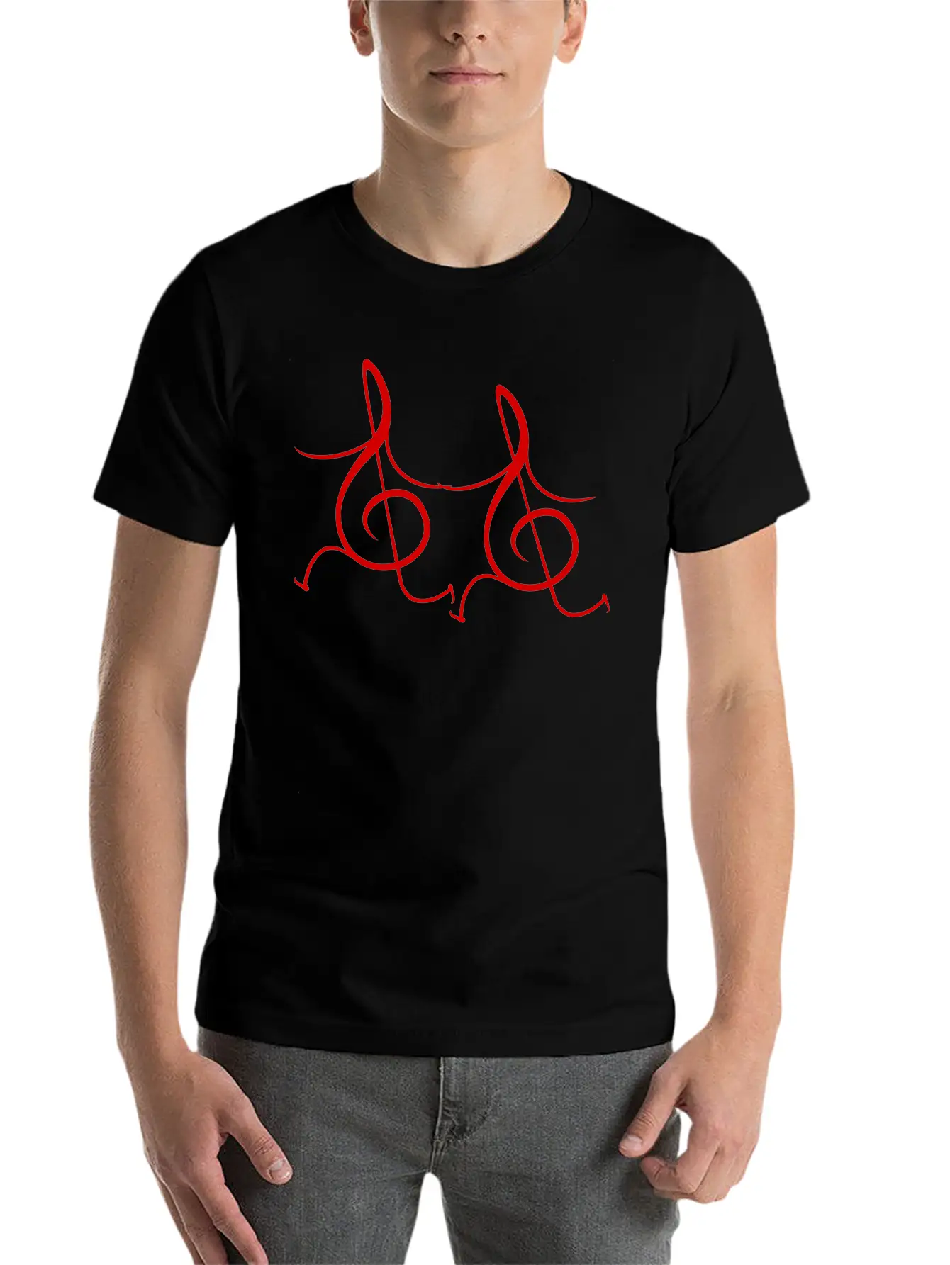 Two Music Clef Notes Friends Running Together Love Unisex Casual T-Shirt – Clean Design For Daily Comfort