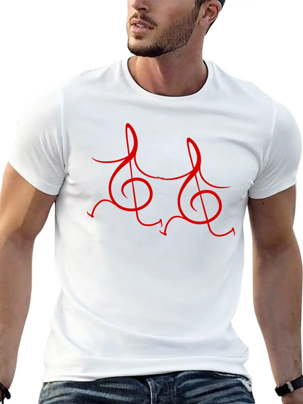 Two Music Clef Notes Friends Running Together Love Unisex Casual T-Shirt – Clean Design For Daily Comfort