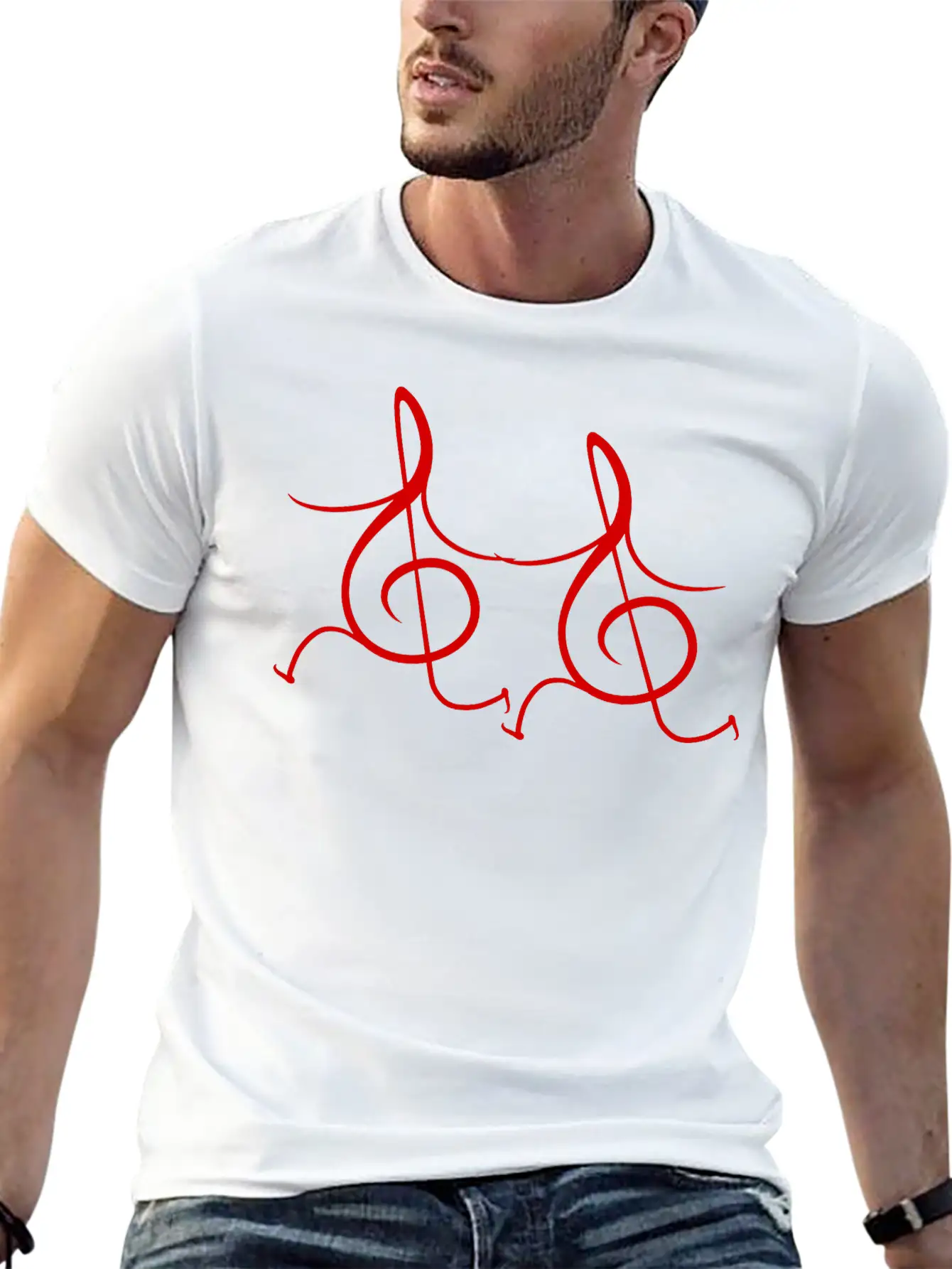 Two Music Clef Notes Friends Running Together Love Unisex Casual T-Shirt – Clean Design For Daily Comfort