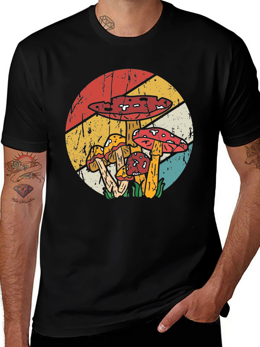 Retro Mushroom T-Shirt - Black