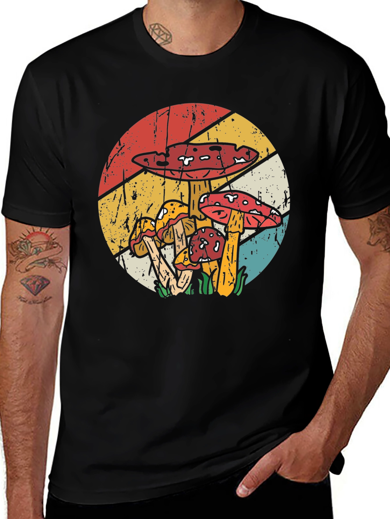 Retro Mushroom T-Shirt - Black