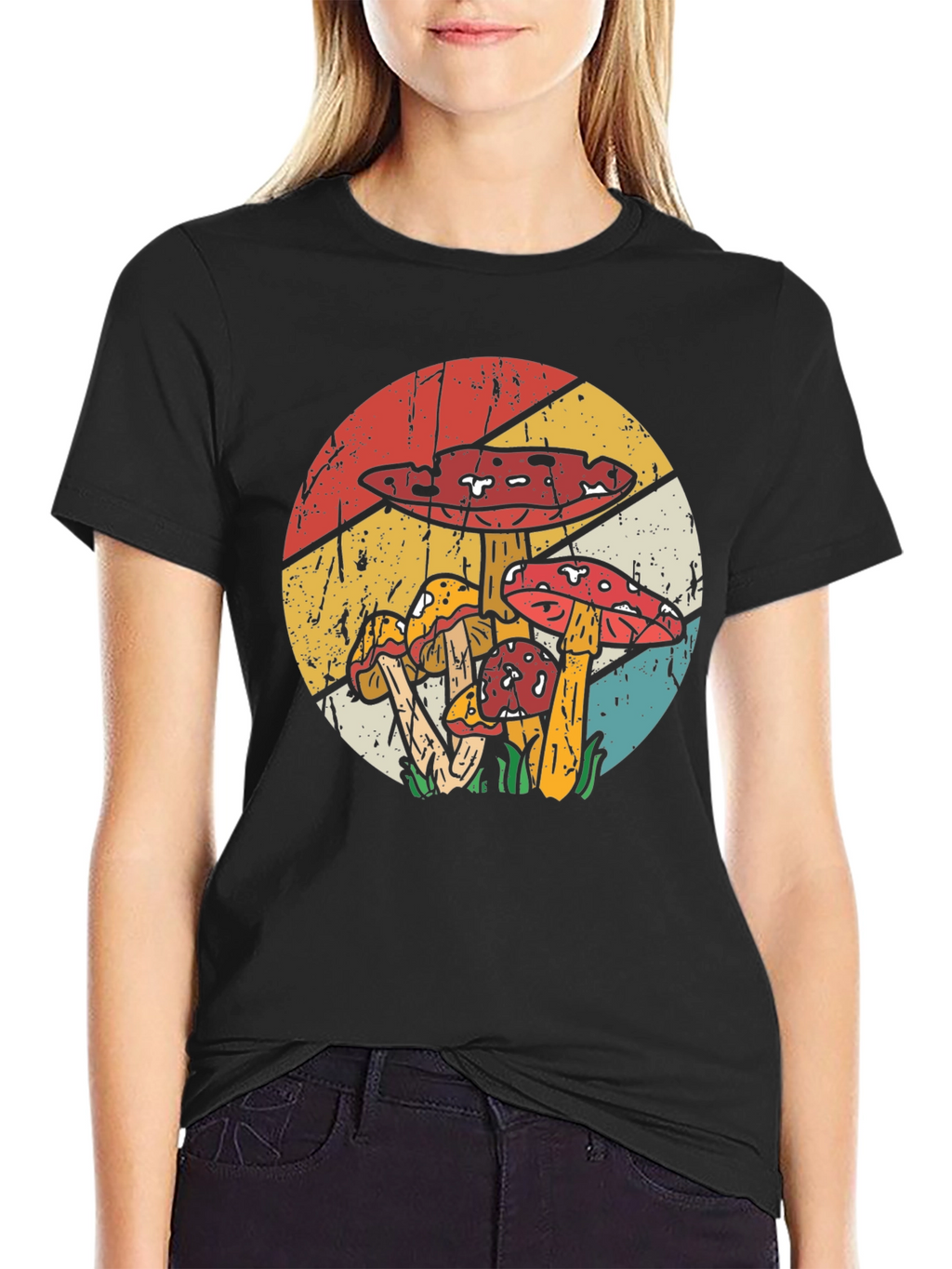 Retro Mushroom T-Shirt - Black