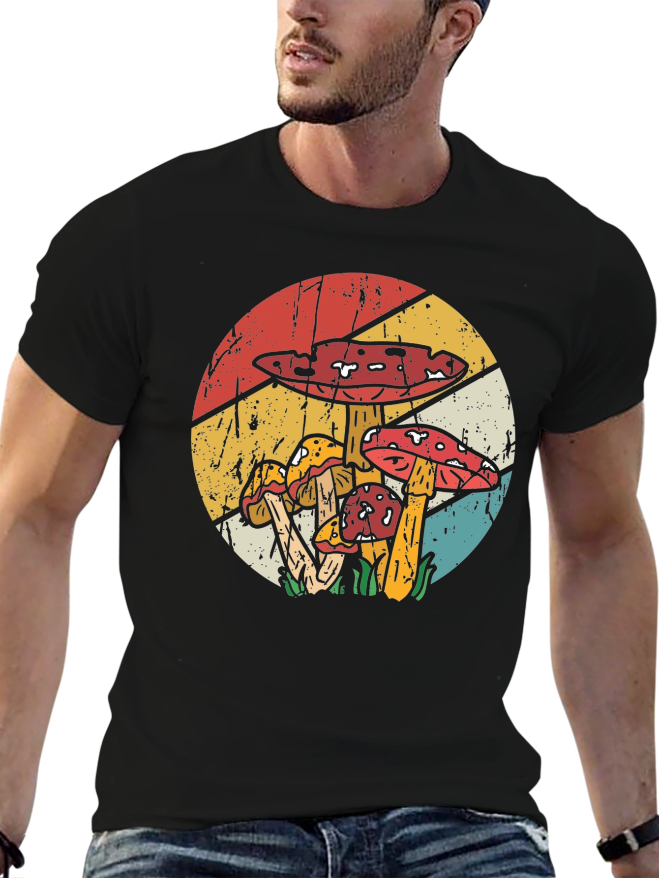 Retro Mushroom T-Shirt - Black