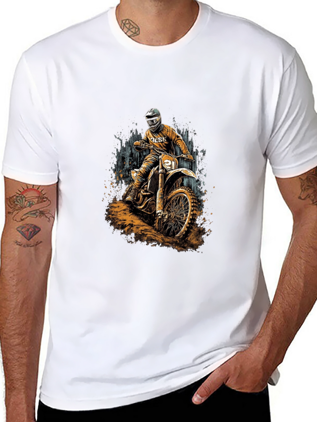 Dirt Bike Rider Graphic Black T-Shirt