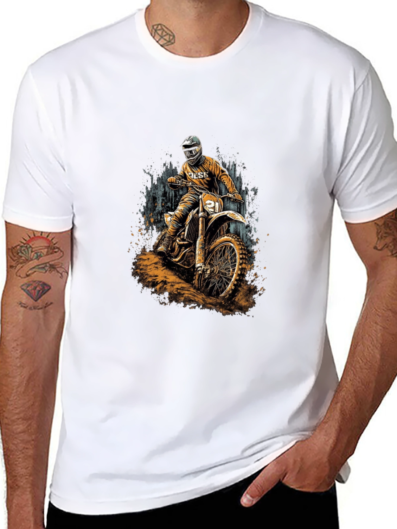 Dirt Bike Rider Graphic Black T-Shirt