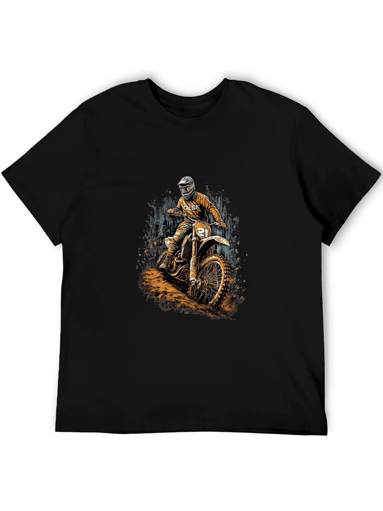 Dirt Bike Rider Graphic Black T-Shirt