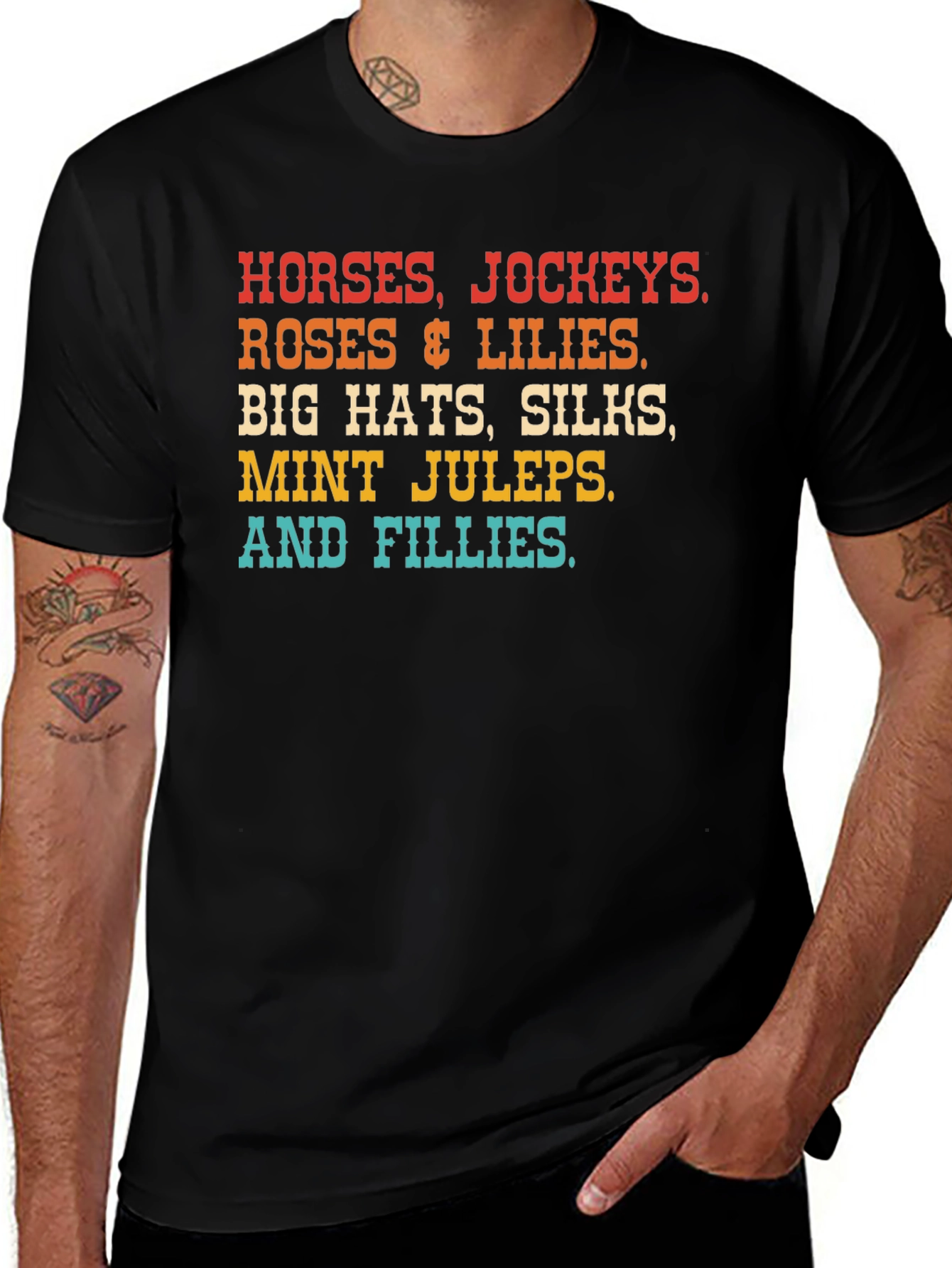 Kentucky Derby T-Shirt Horses Hats & Lilies