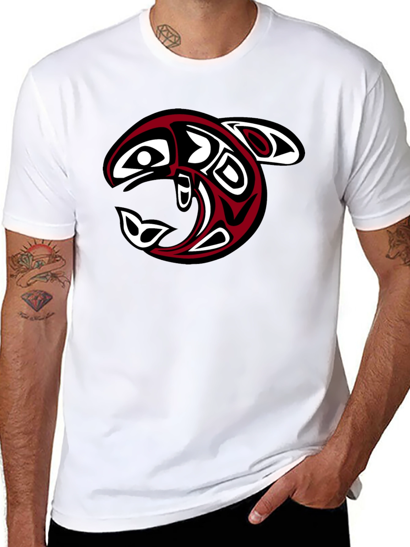 Tribal Orca Graphic Tee - Black Cotton Comfort