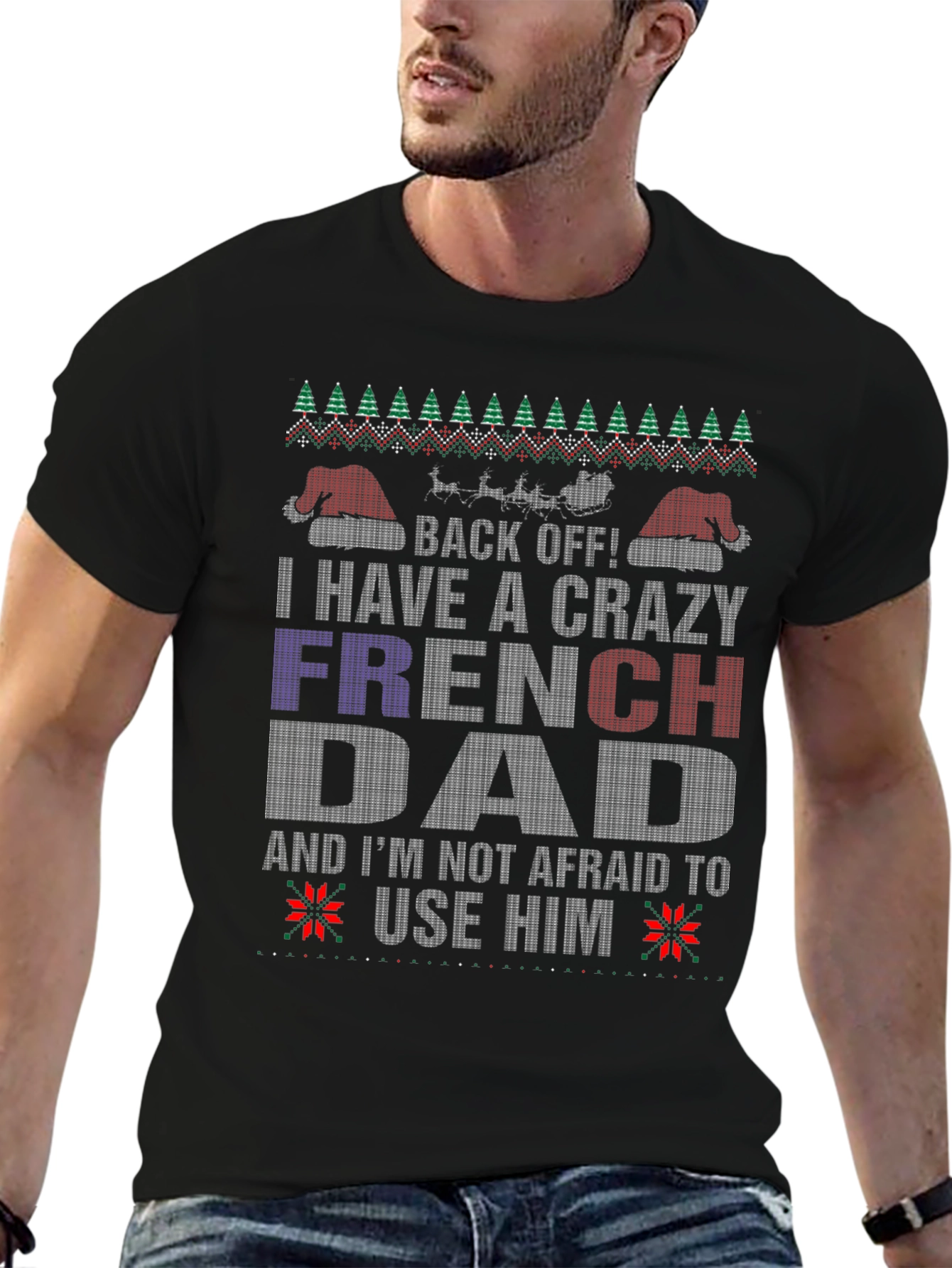 Crazy French Dad Graphic Tee - Funny Fathers Day Gift