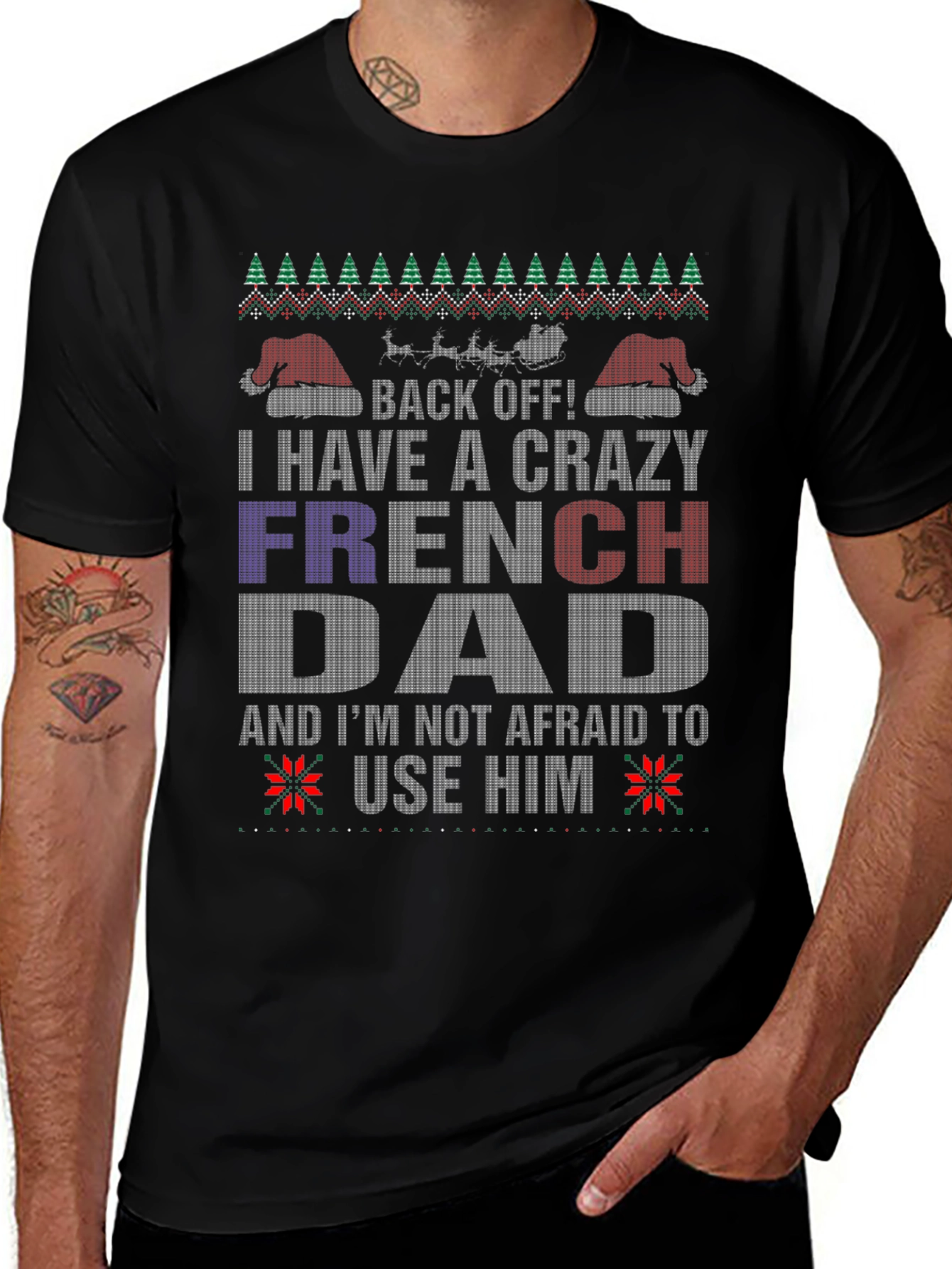Crazy French Dad Graphic Tee - Funny Fathers Day Gift