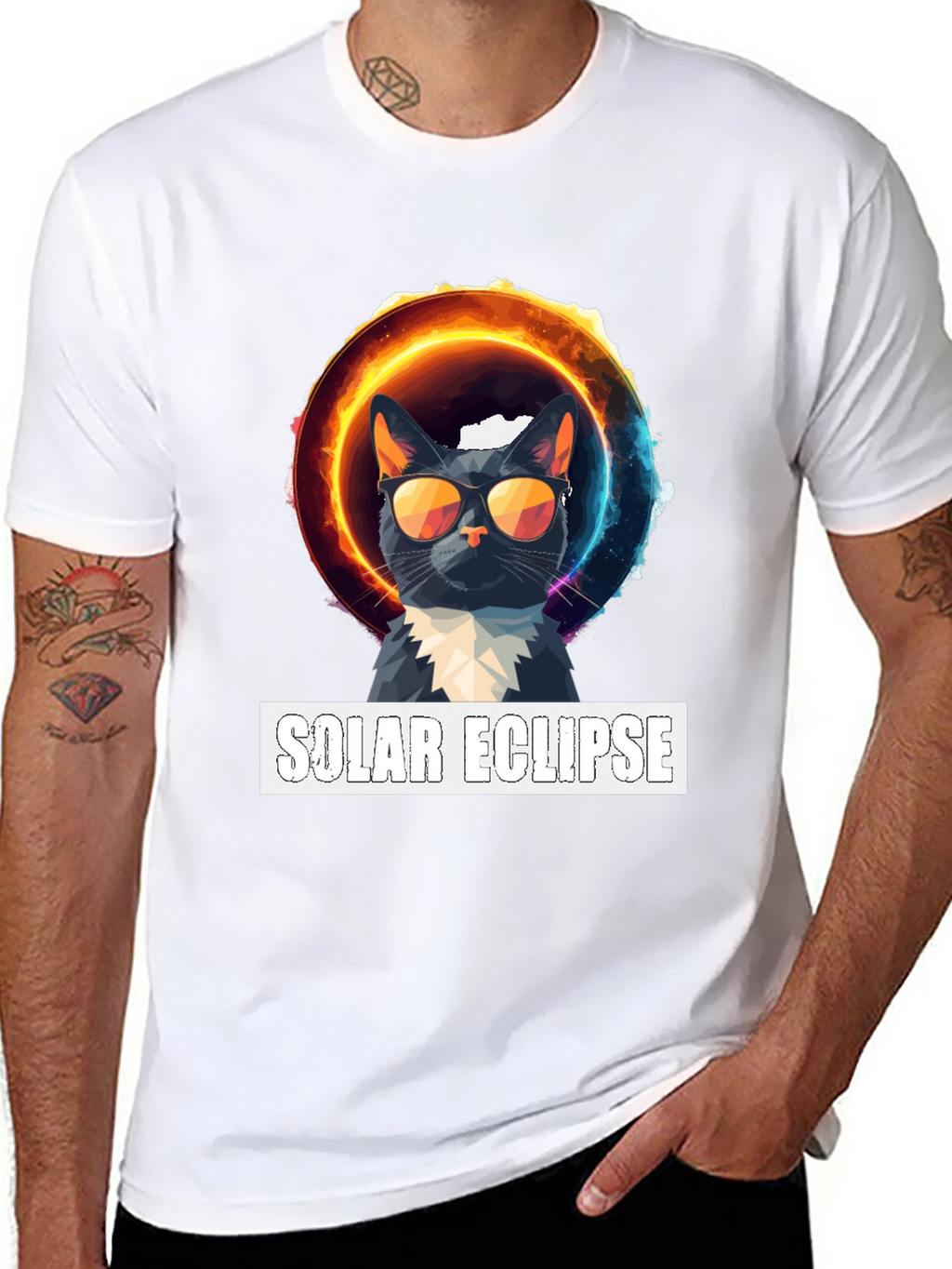 Solar Eclipse Cat Graphic T-Shirt