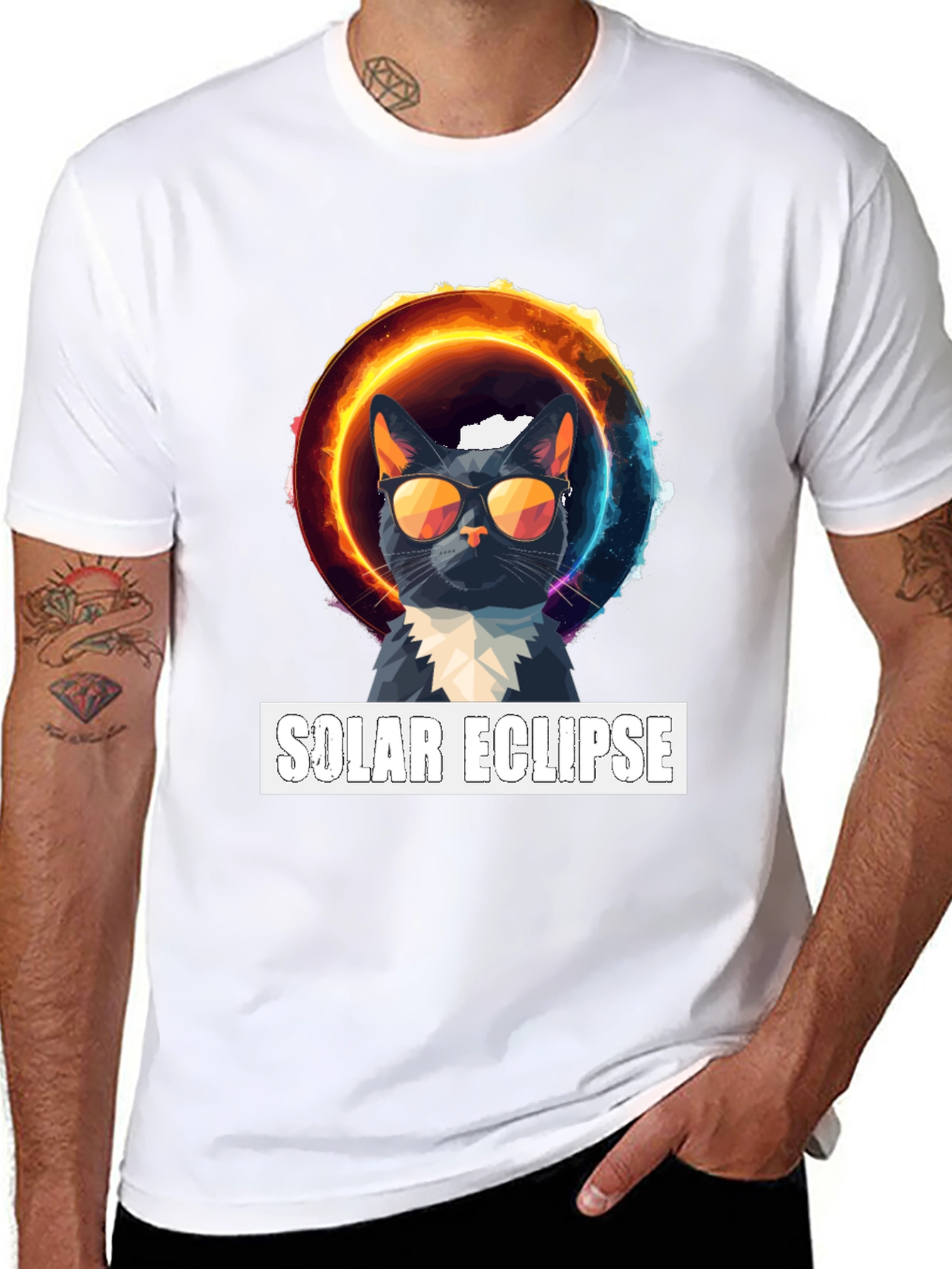 Solar Eclipse Cat Graphic T-Shirt