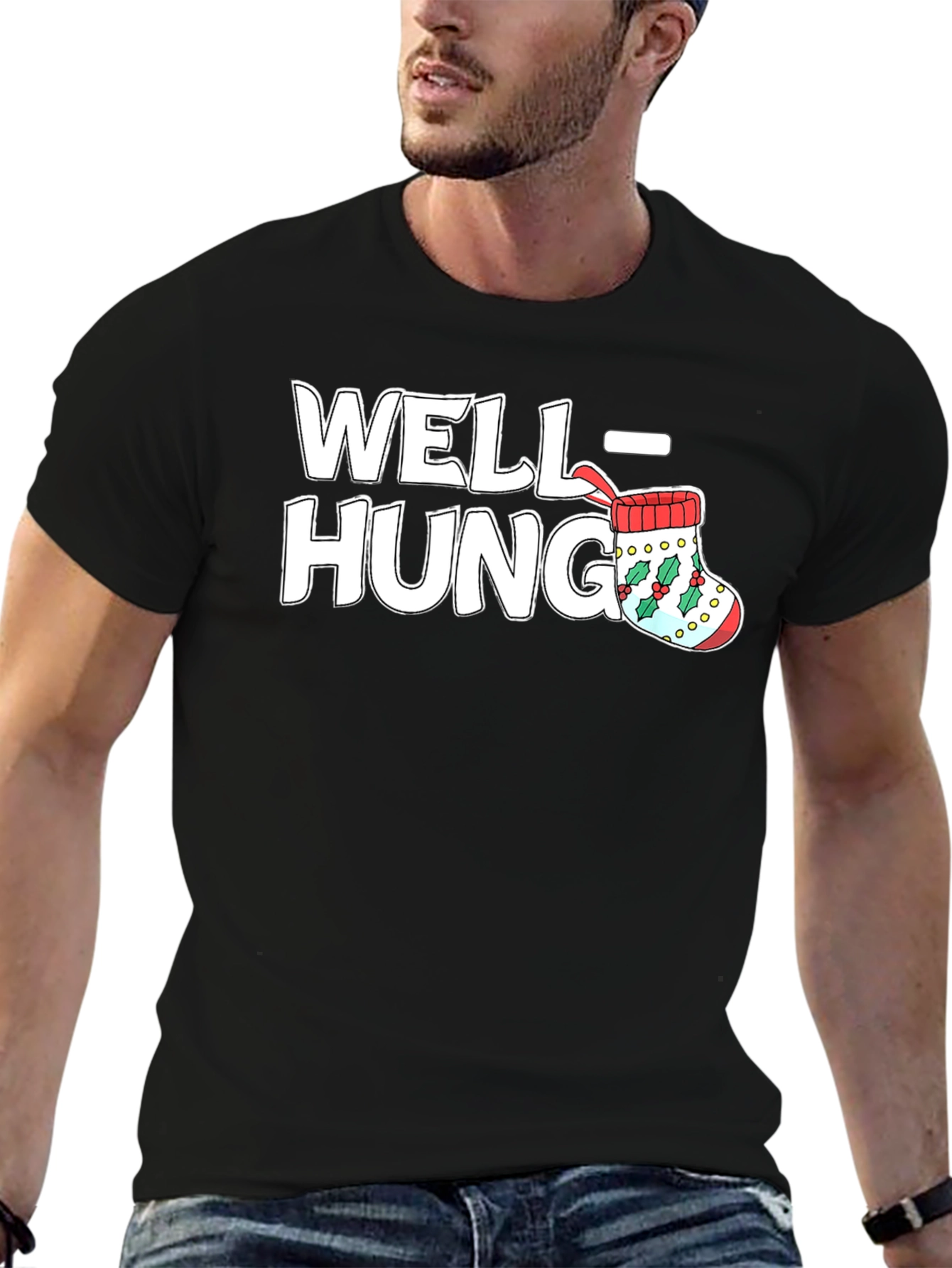 Well Hung Stocking Christmas T-Shirt