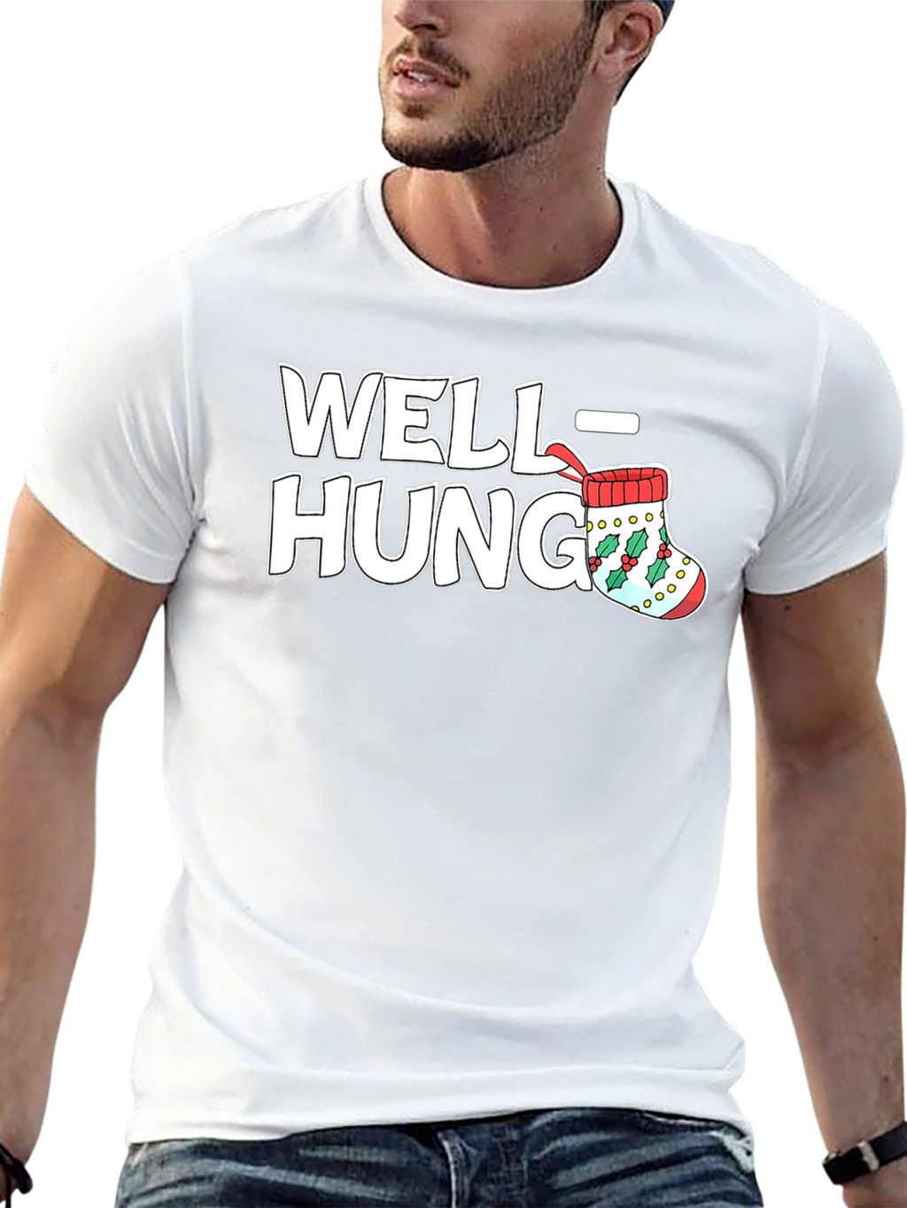 Well Hung Stocking Christmas T-Shirt