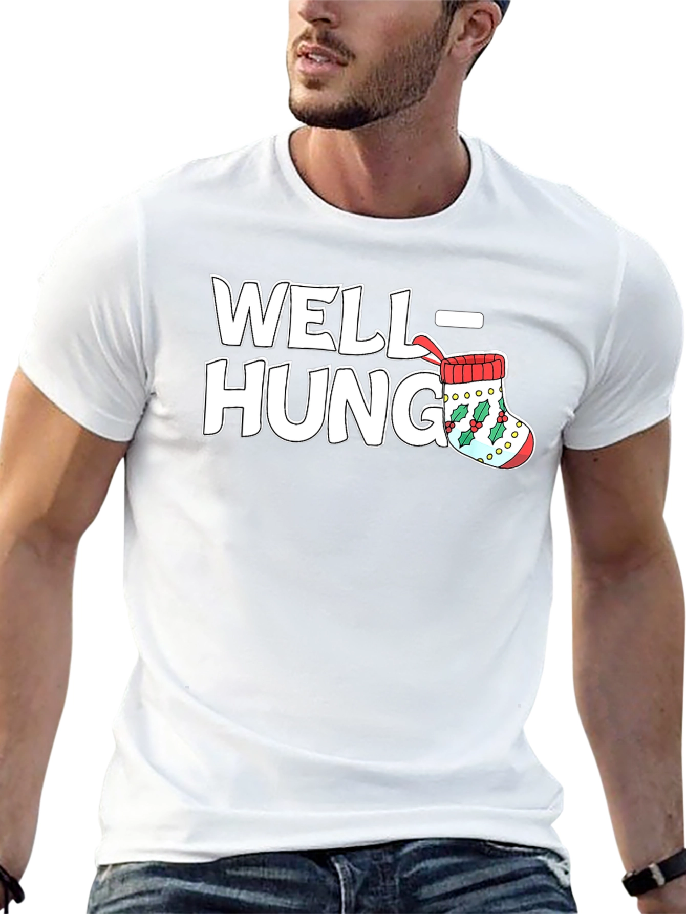 Well Hung Stocking Christmas T-Shirt