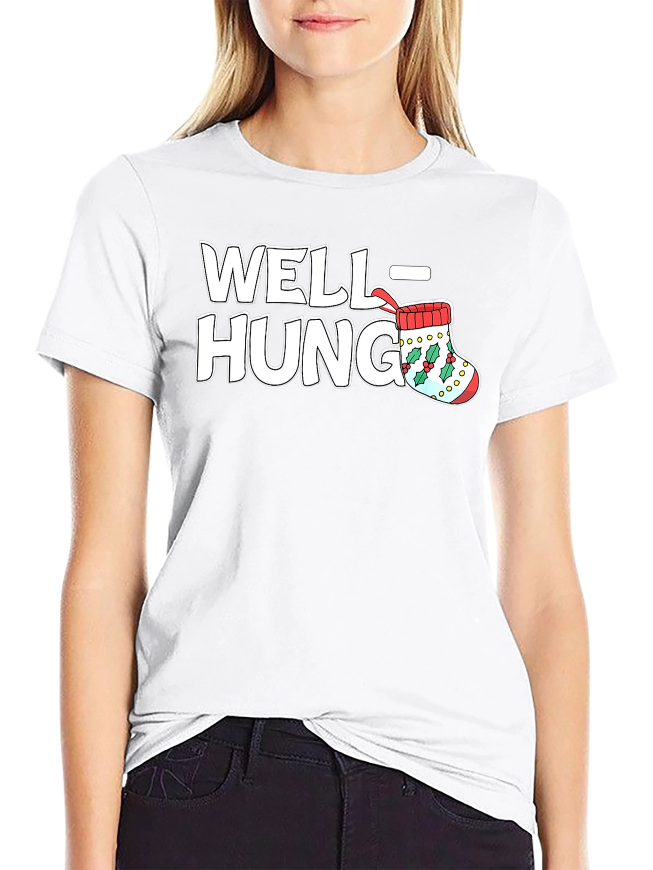 Well Hung Stocking Christmas T-Shirt