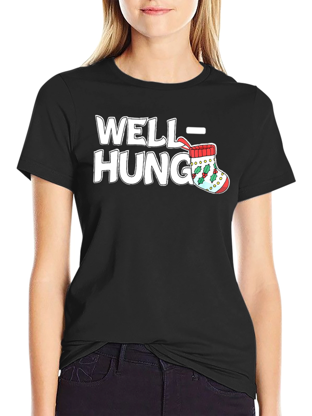 Well Hung Stocking Christmas T-Shirt