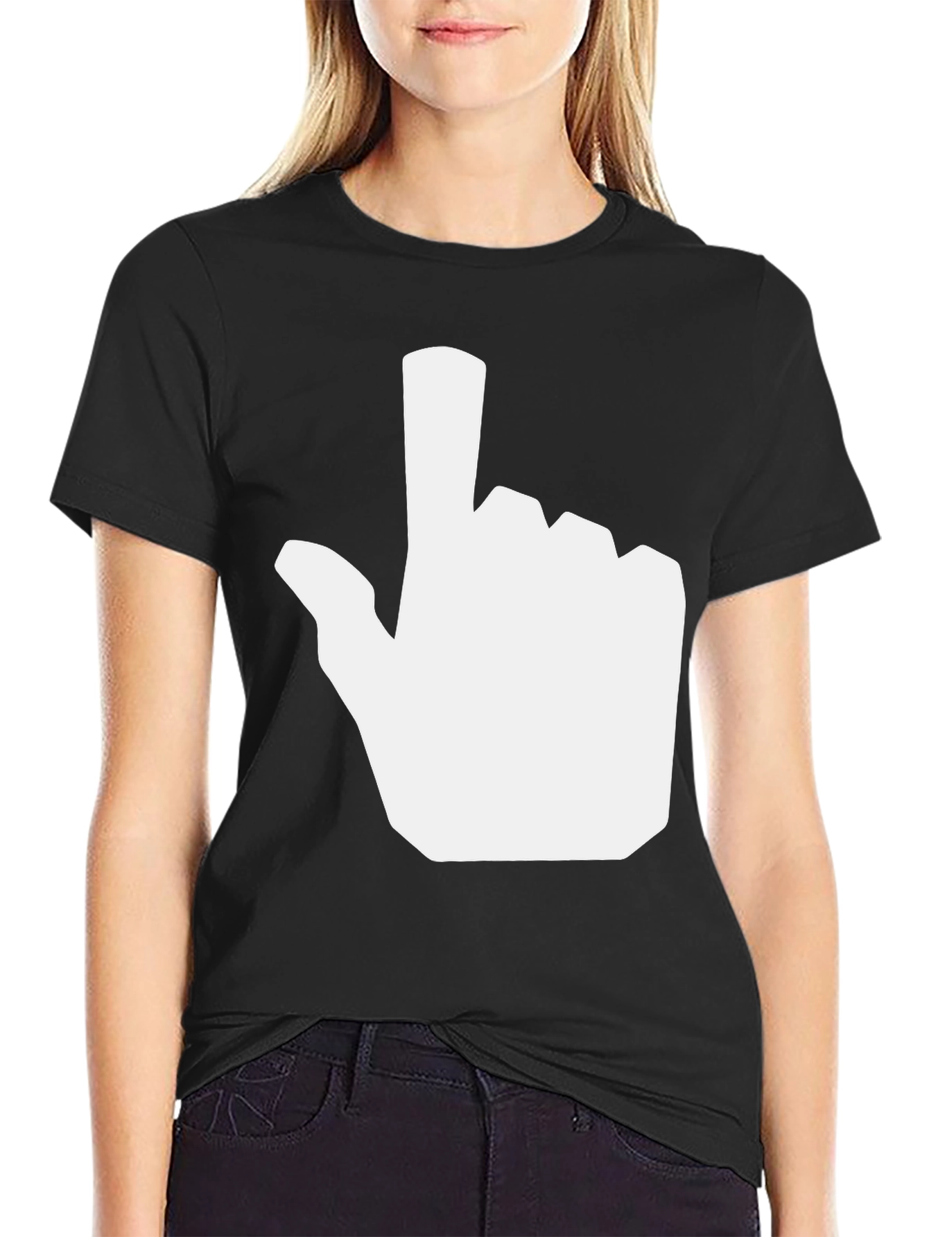 Novelty Pointer Hand Graphic Tee - Black