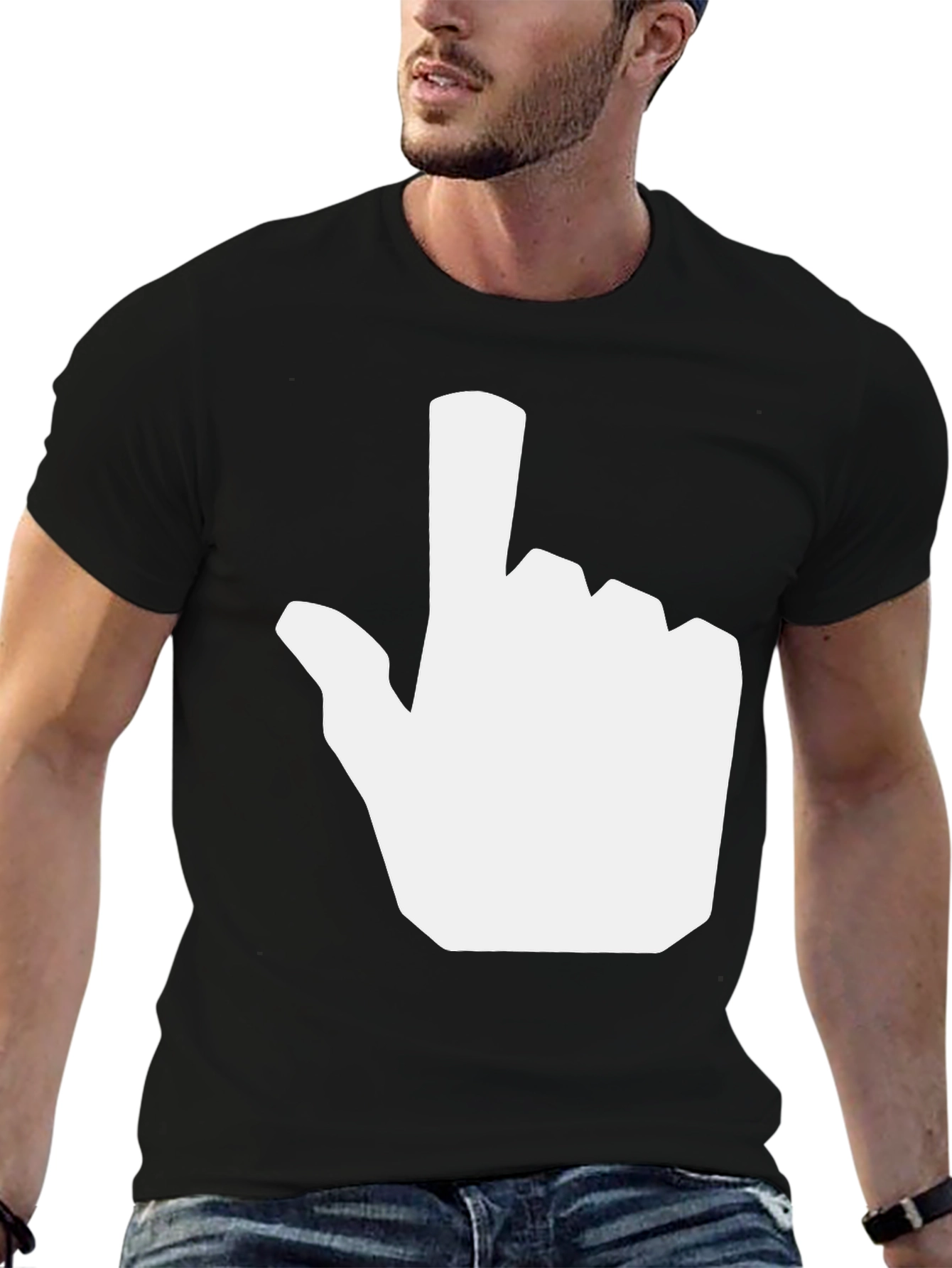 Novelty Pointer Hand Graphic Tee - Black