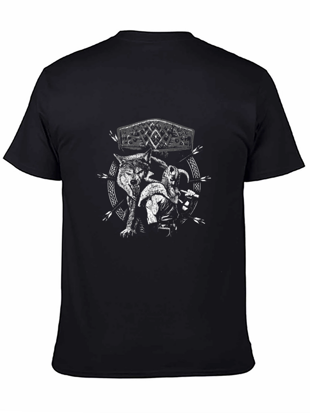 Viking Wolf Graphic T-Shirt - Black Cotton Tee