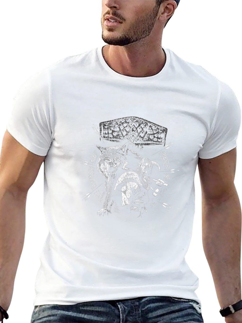 Viking Wolf Graphic T-Shirt - Black Cotton Tee