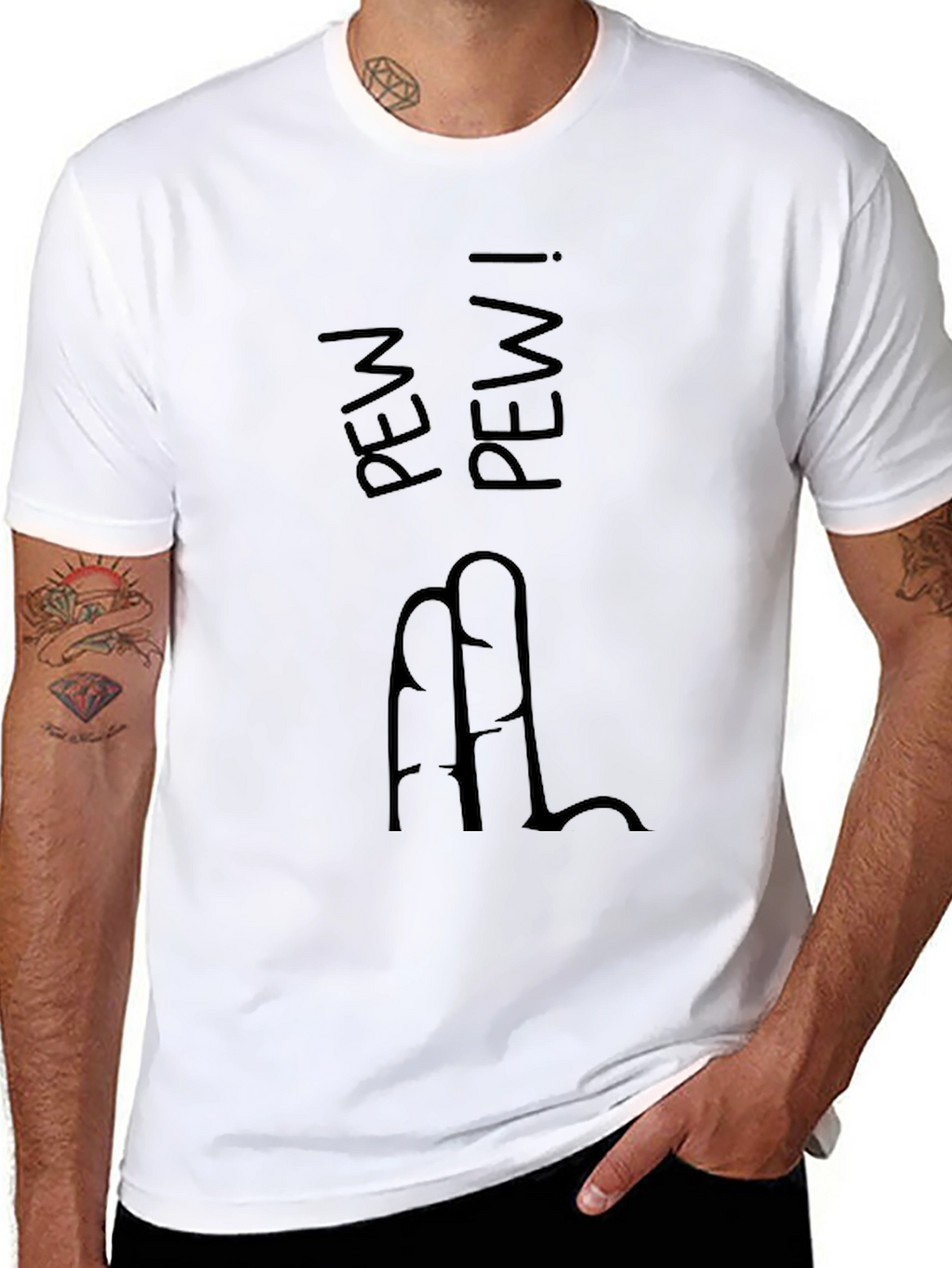 Pew Pew Finger Gun Graphic Tee - Black