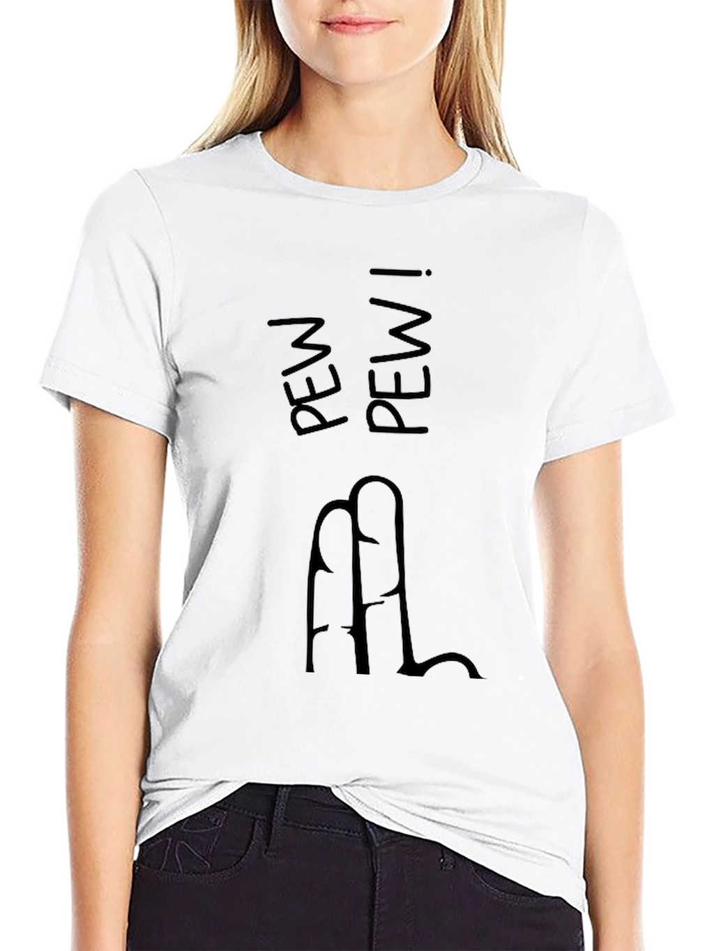 Pew Pew Finger Gun Graphic Tee - Black