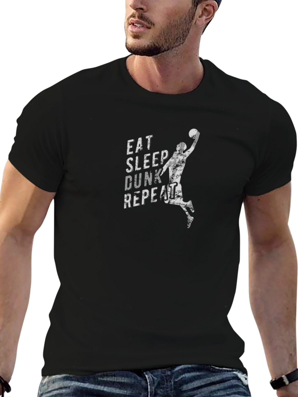 Eat Sleep Dunk Repeat Black Graphic T-Shirt