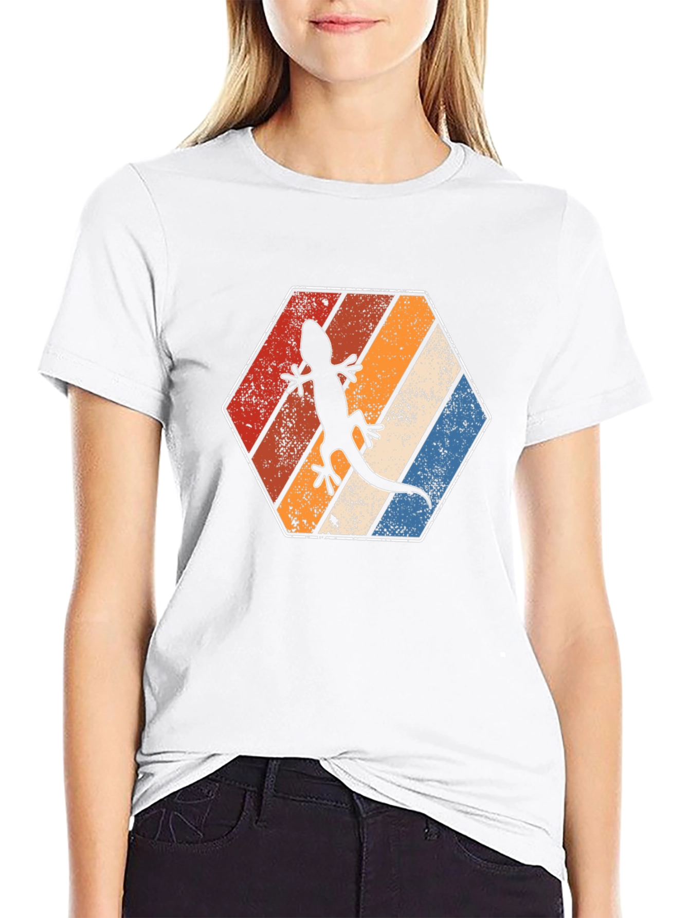 Retro Lizard T-Shirt Vintage Hexagon Tee
