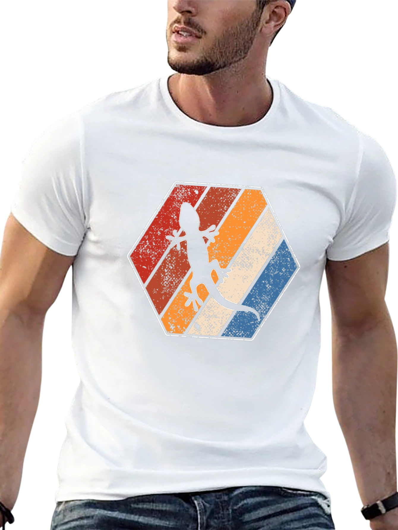 Retro Lizard T-Shirt Vintage Hexagon Tee
