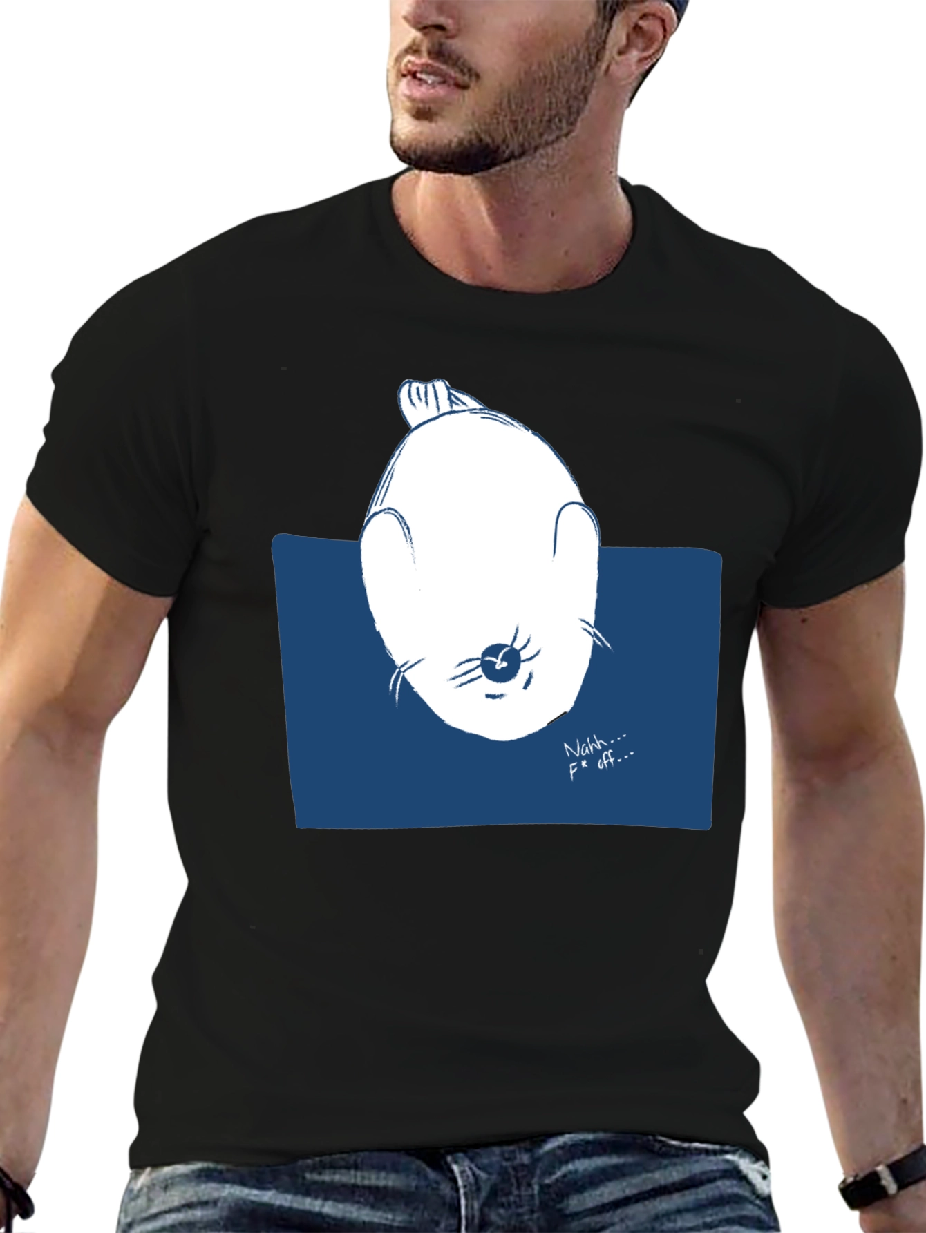 Funny Seal Graphic Tee - Nahh... F Off... Black T-Shirt