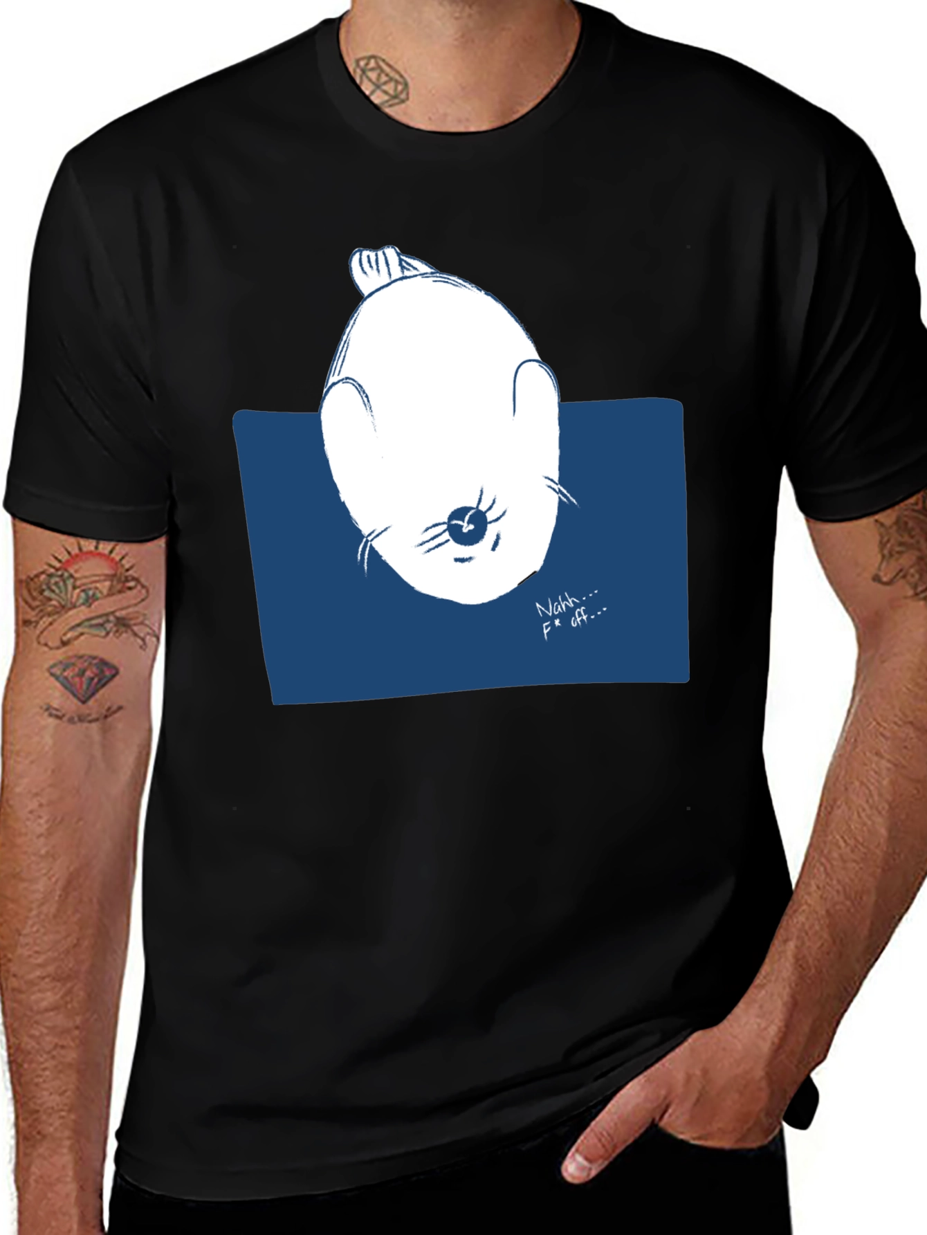Funny Seal Graphic Tee - Nahh... F Off... Black T-Shirt