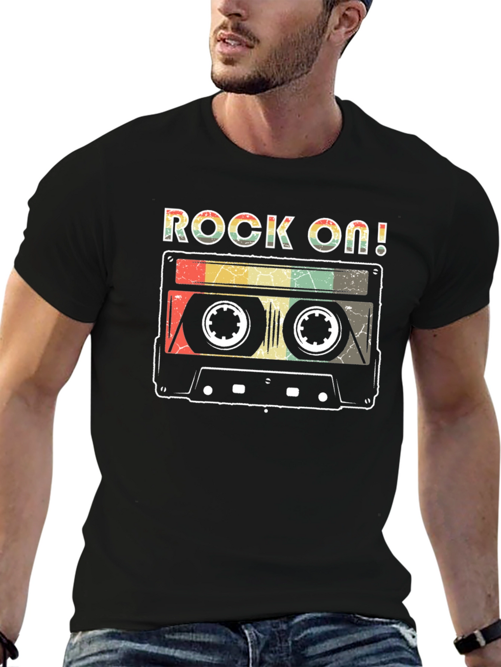 Rock On Retro Cassette Tape Graphic T-Shirt