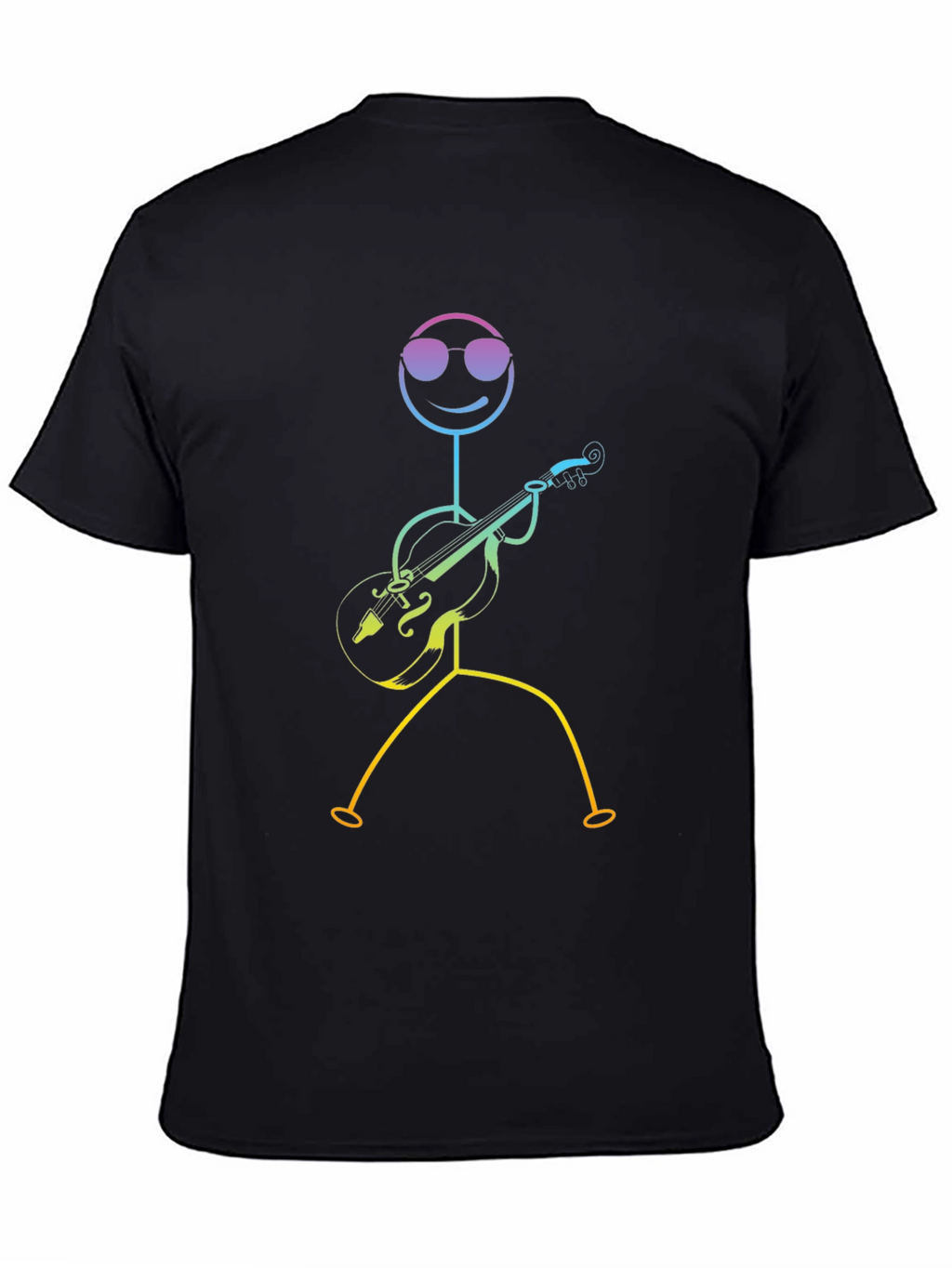 Cool Stick Figure Musician Black T-Shirt