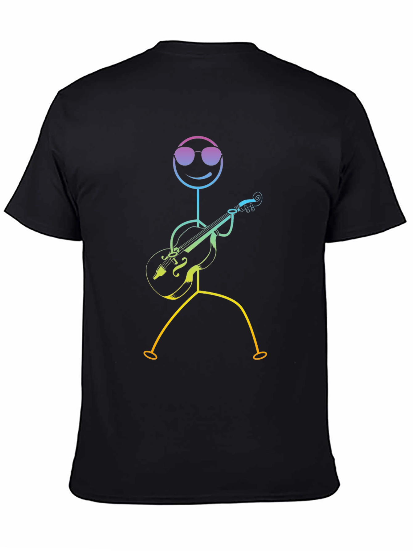 Cool Stick Figure Musician Black T-Shirt