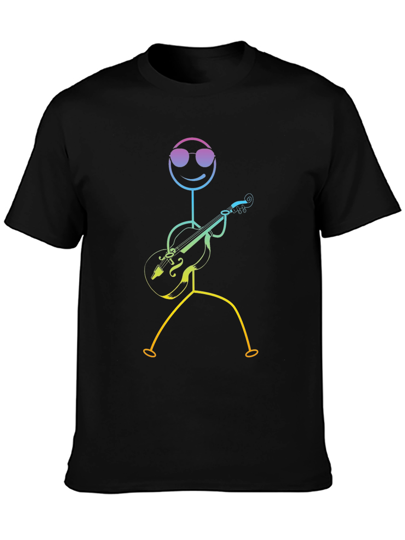 Cool Stick Figure Musician Black T-Shirt
